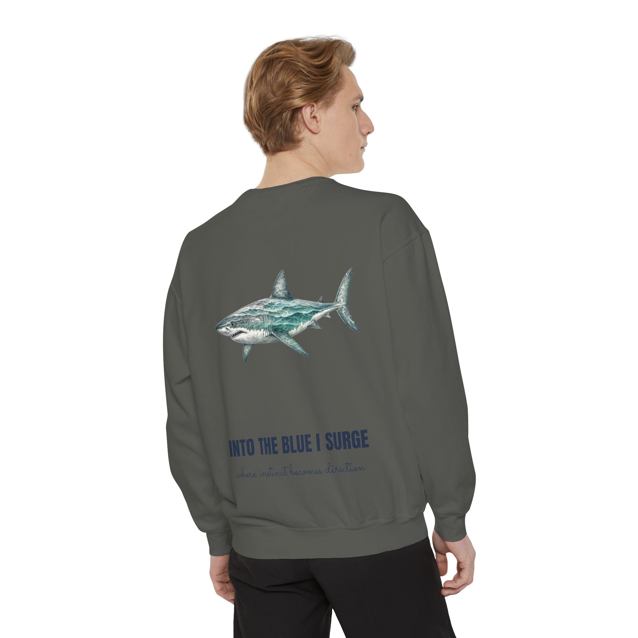 Into the Blue I Surge Shirt, Great White Shark Double Exposure Tee, Ocean Diver Sea Life Gift, Nautical Sweatshirt