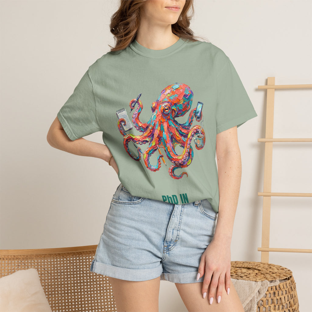 PhD in Multitasking Shirt, Funny Octopus Tee, Busy Mom Boss Gift, Painterly Ocean Humor Sweatshirt