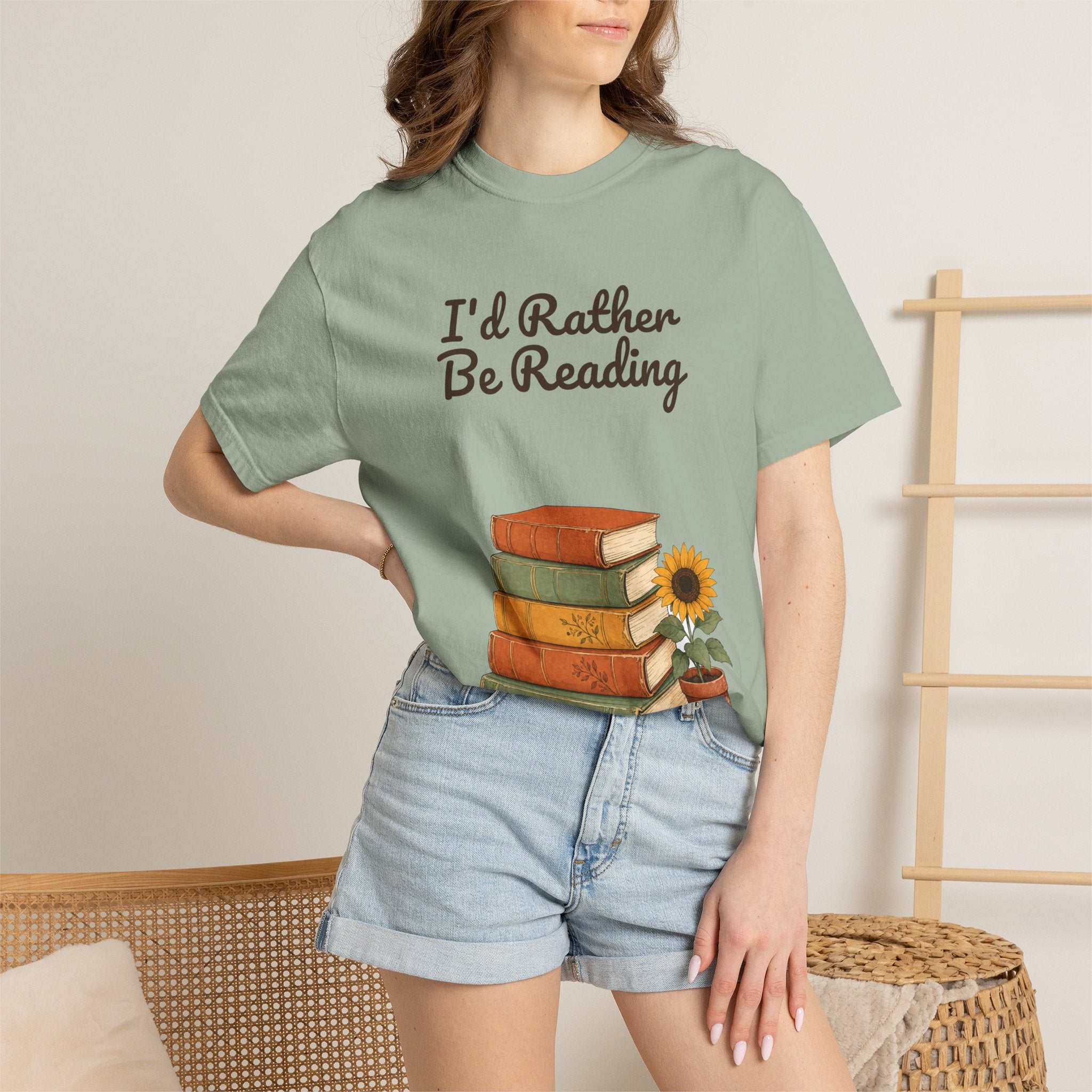 I'd Rather Be Reading Shirt, Book Lover Tee, Bookish Reader Gift, Cozy Sunflower Reading Sweatshirt