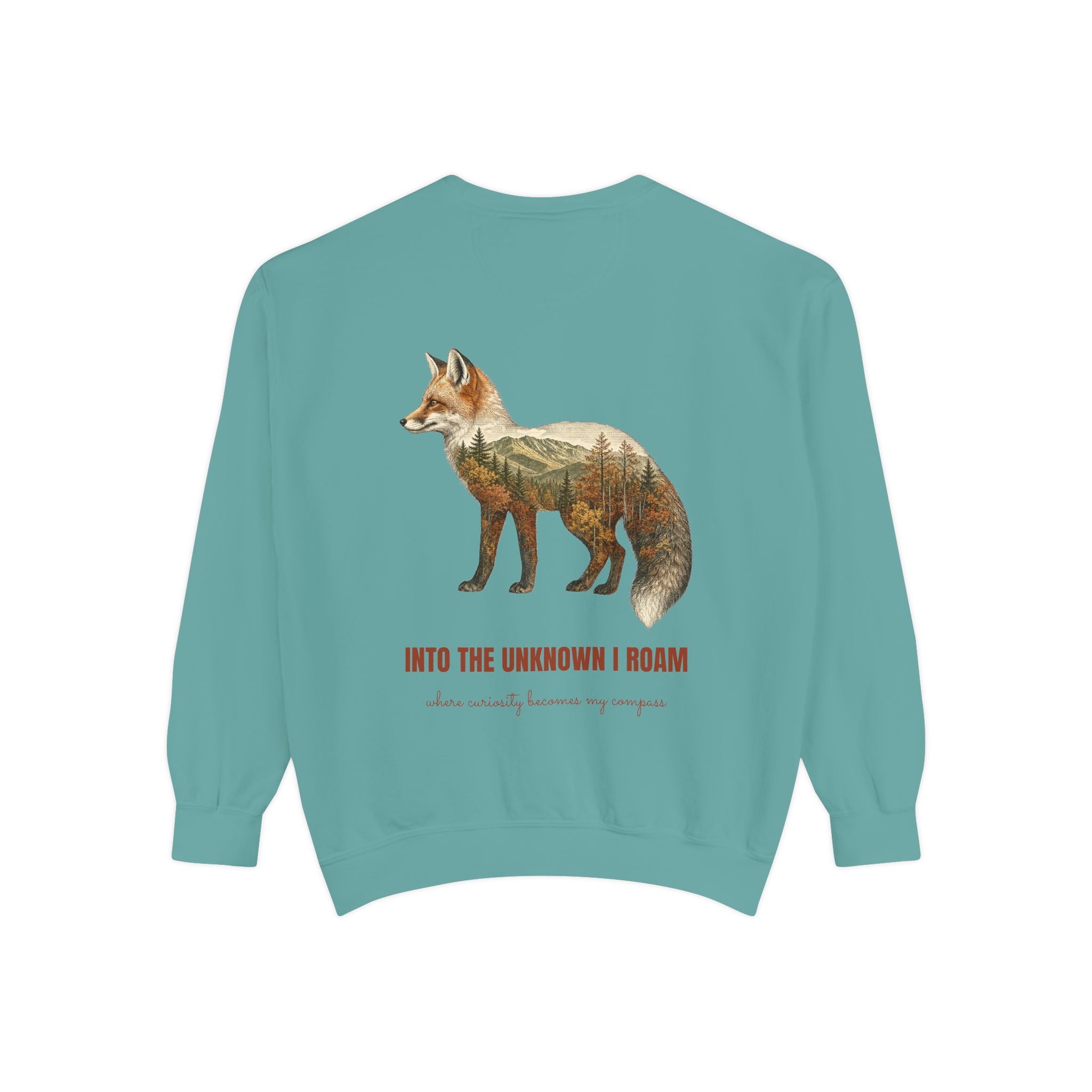 Into the Unknown I Roam Shirt, Fox Double Exposure Tee, Woodland Wanderlust Adventure Gift, Nature Hiking Sweatshirt