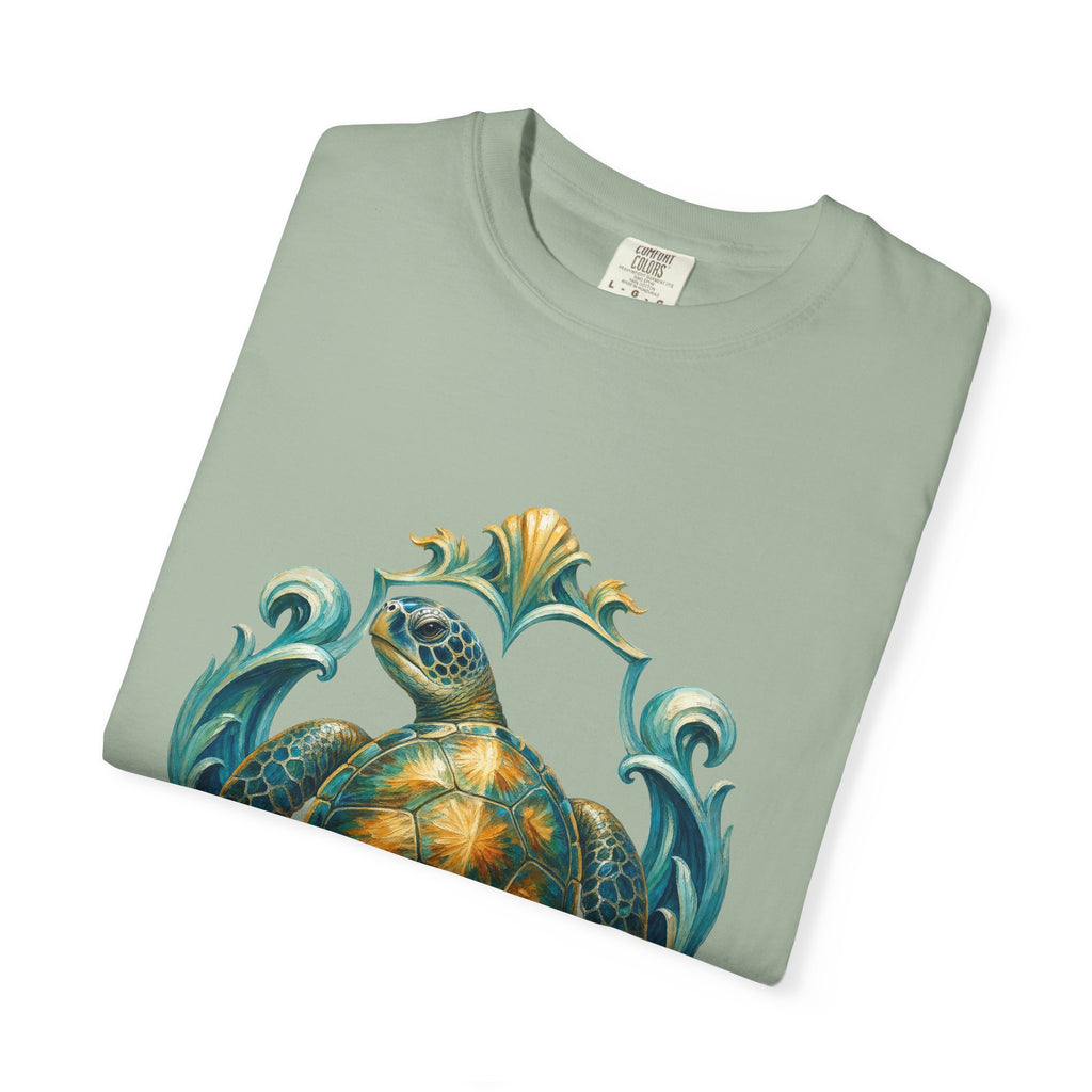 Sea Turtle Long Sleeve Sun Shirt, Painterly Turtle Crest Swim Tee, Beach Ocean Lover Gift, Coastal Swim Sweatshirt