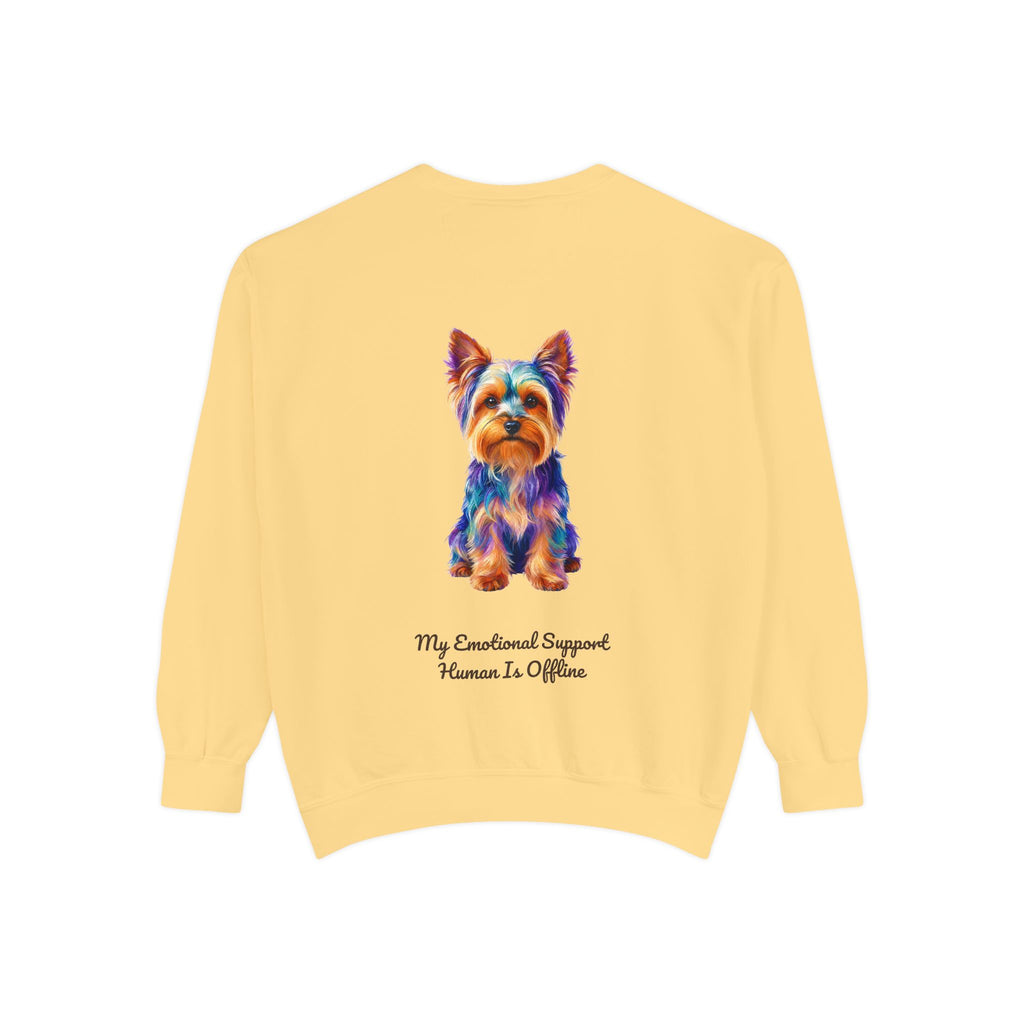 Yorkie Shirt, My Emotional Support Human Is Offline Tee, Funny Yorkshire Terrier Dog Mom Gift, Dog Lover Sweatshirt