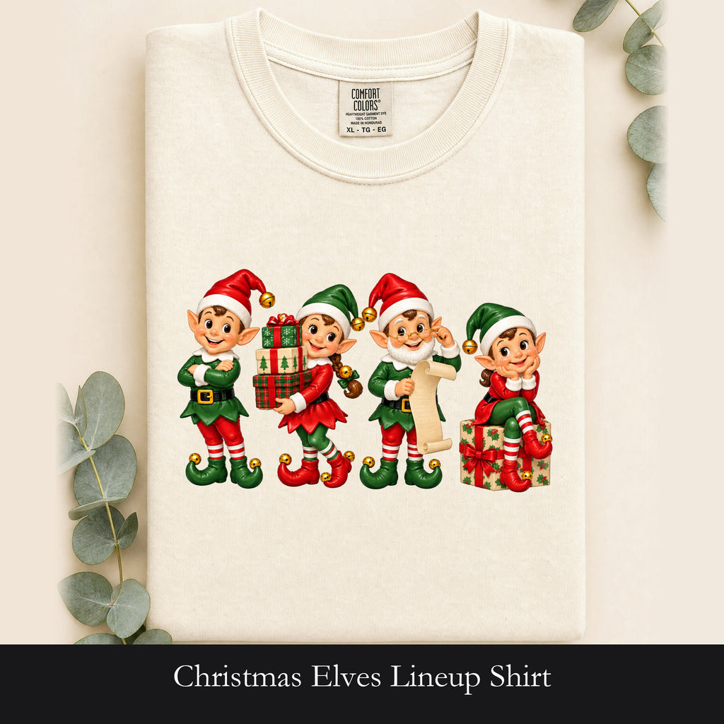 Christmas Elves Lineup Shirt | Vintage Holiday Elf Characters
