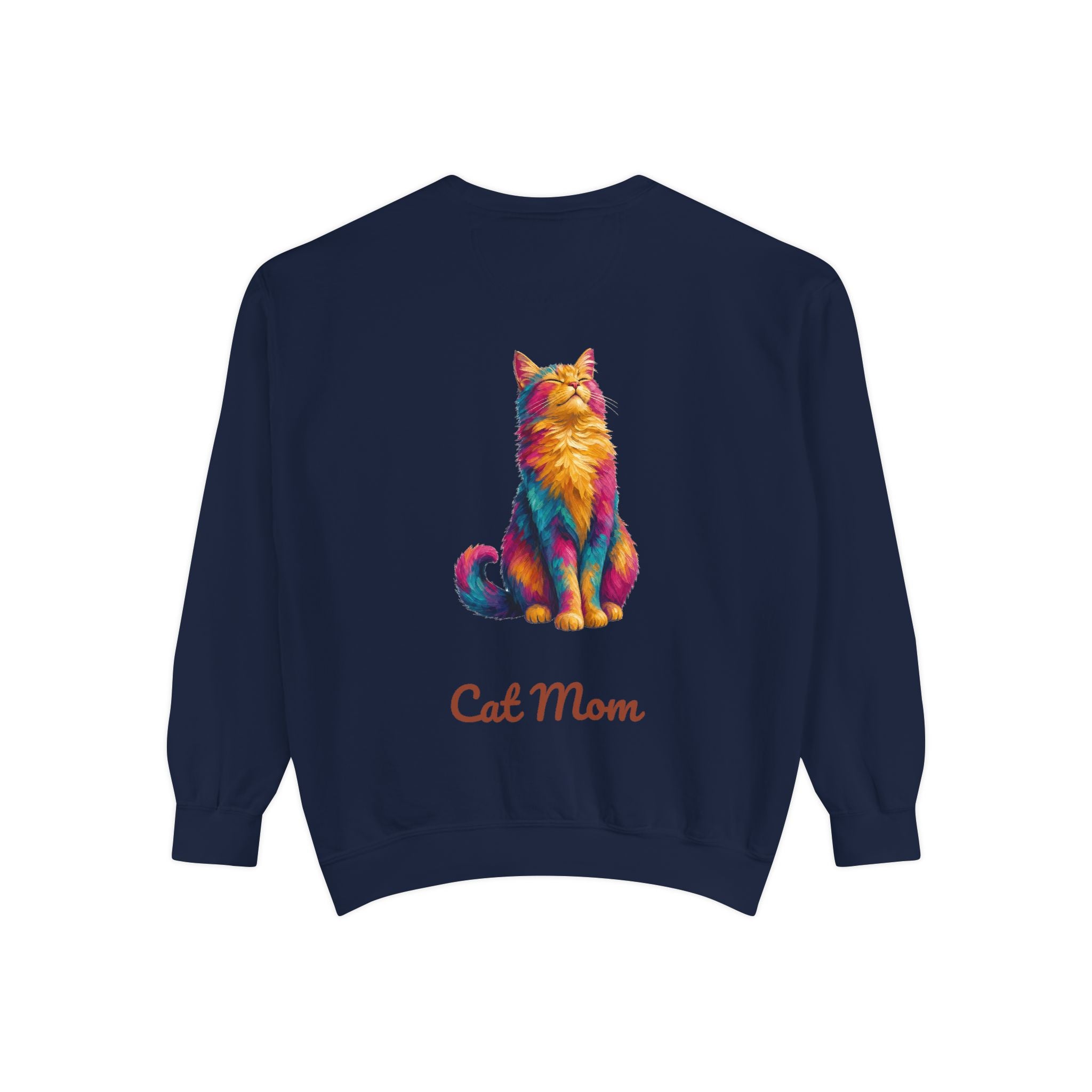 Cat Mom Shirt, Vibrant Painterly Cat Tee, Bold Cat Lover Gift, Colorful Cat Owner Sweatshirt
