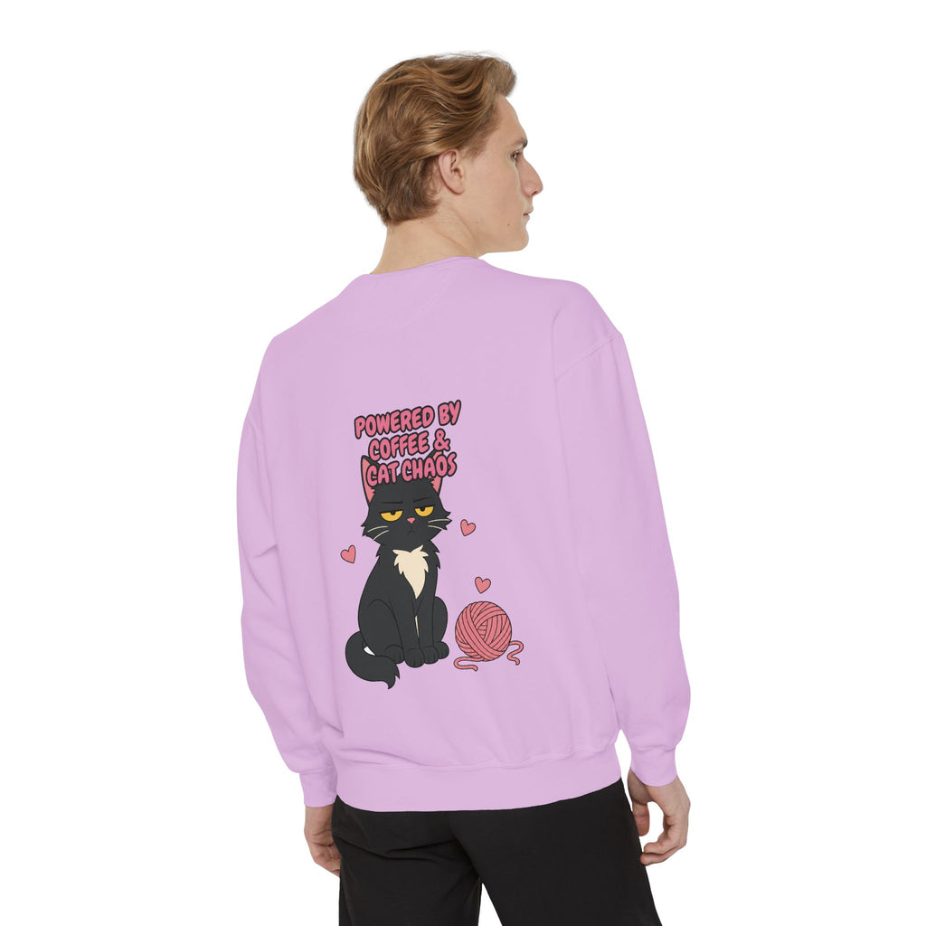 Powered By Coffee and Cat Chaos Shirt, Funny Cat Mom Coffee Tee, Cat Lover Gift, Cat Owner Sweatshirt