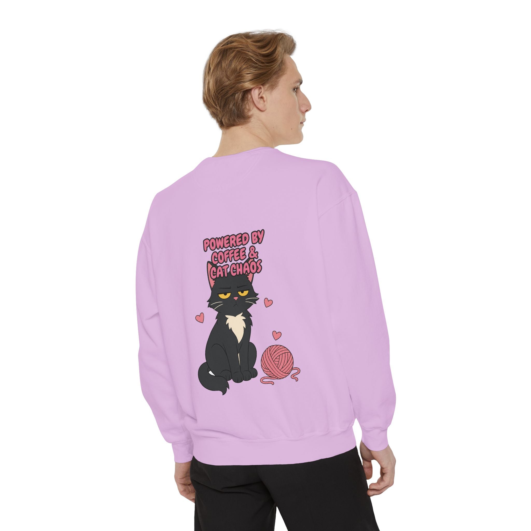 Powered By Coffee and Cat Chaos Shirt, Funny Cat Mom Coffee Tee, Cat Lover Gift, Cat Owner Sweatshirt