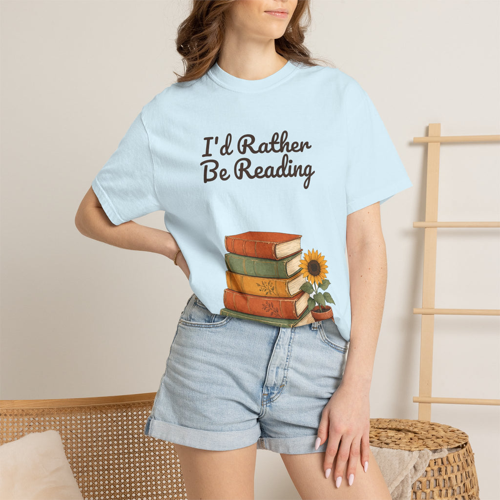 I'd Rather Be Reading Shirt, Book Lover Tee, Bookish Reader Gift, Cozy Sunflower Reading Sweatshirt