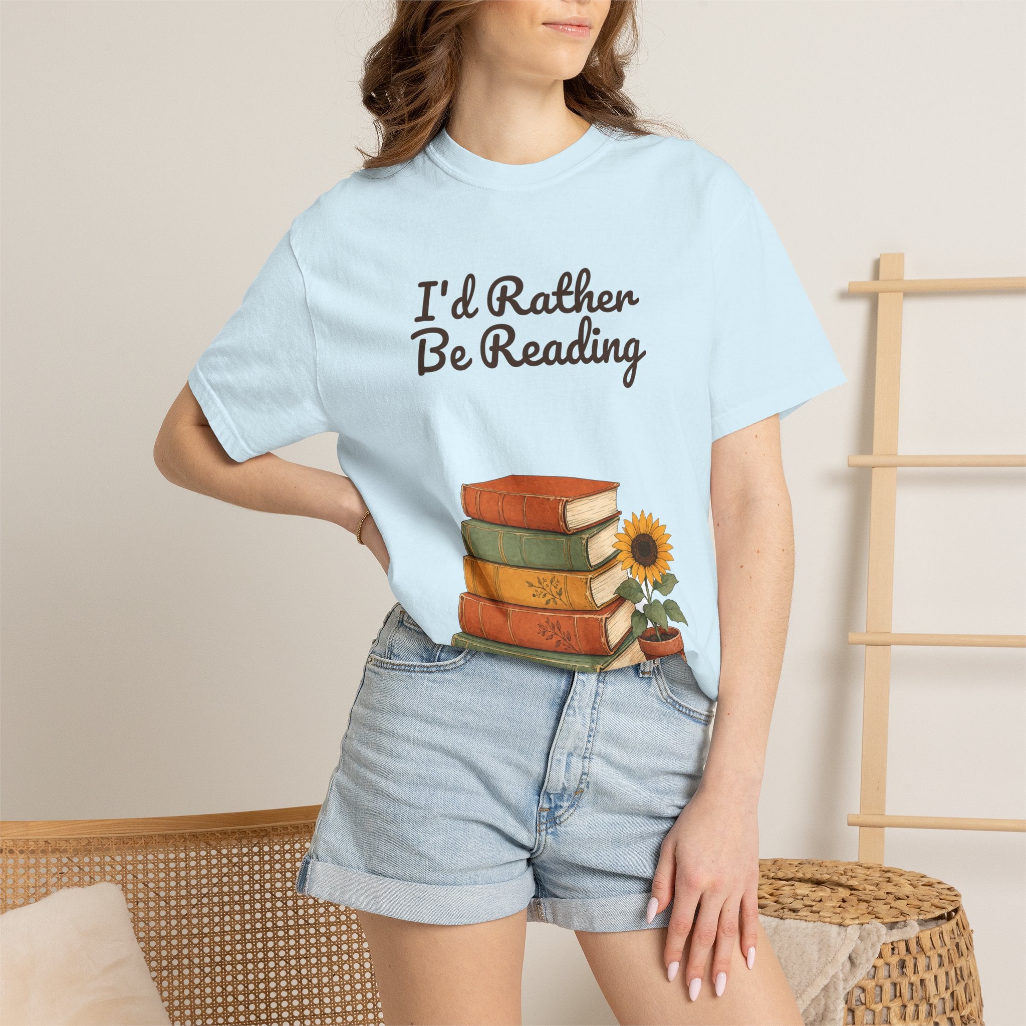 I'd Rather Be Reading Shirt, Book Lover Tee, Bookish Reader Gift, Cozy Sunflower Reading Sweatshirt