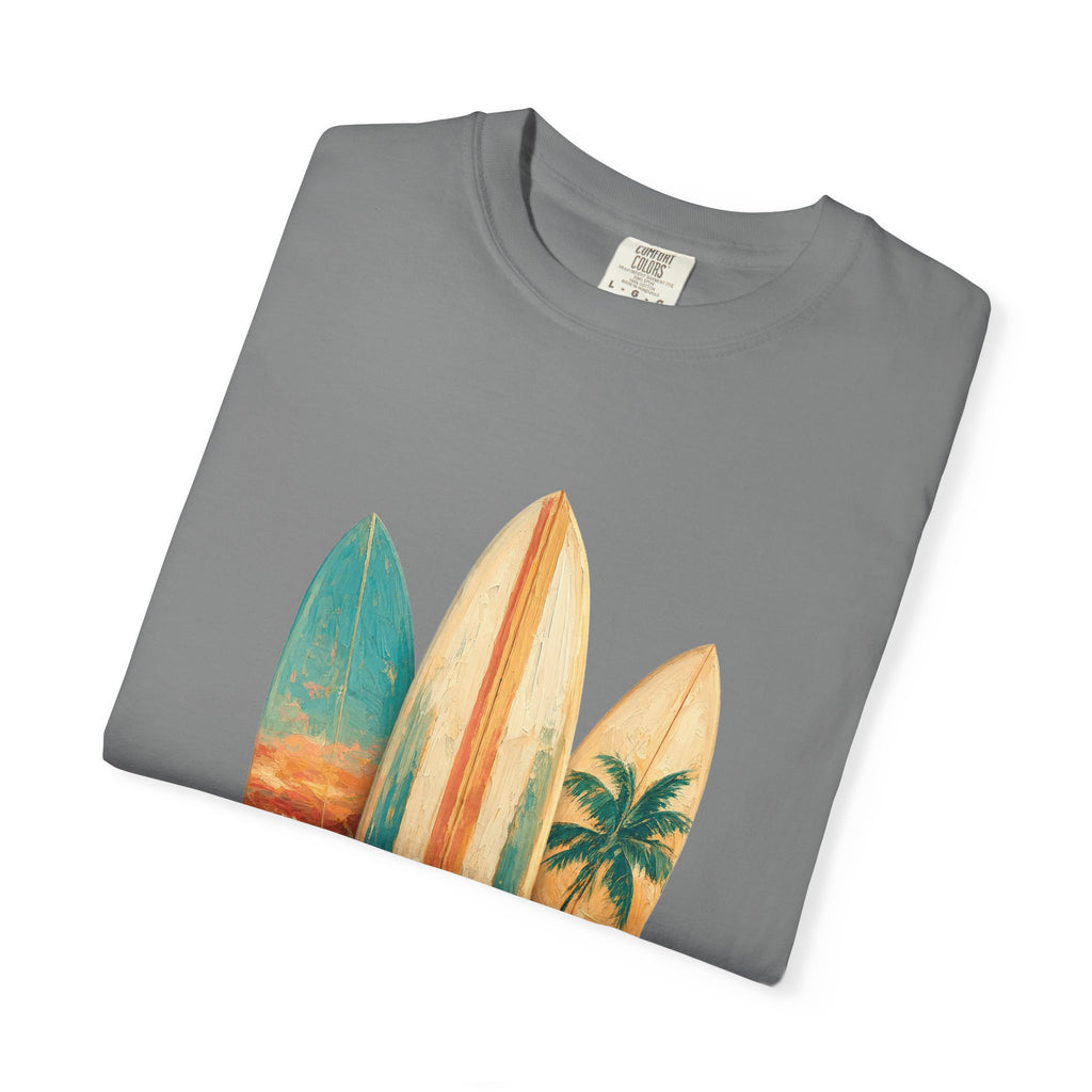 Vintage Surfboard Quarter Zip, Painterly Surf Art Pullover, Beach Coastal Surfer Gift, Summer Ocean Sweatshirt