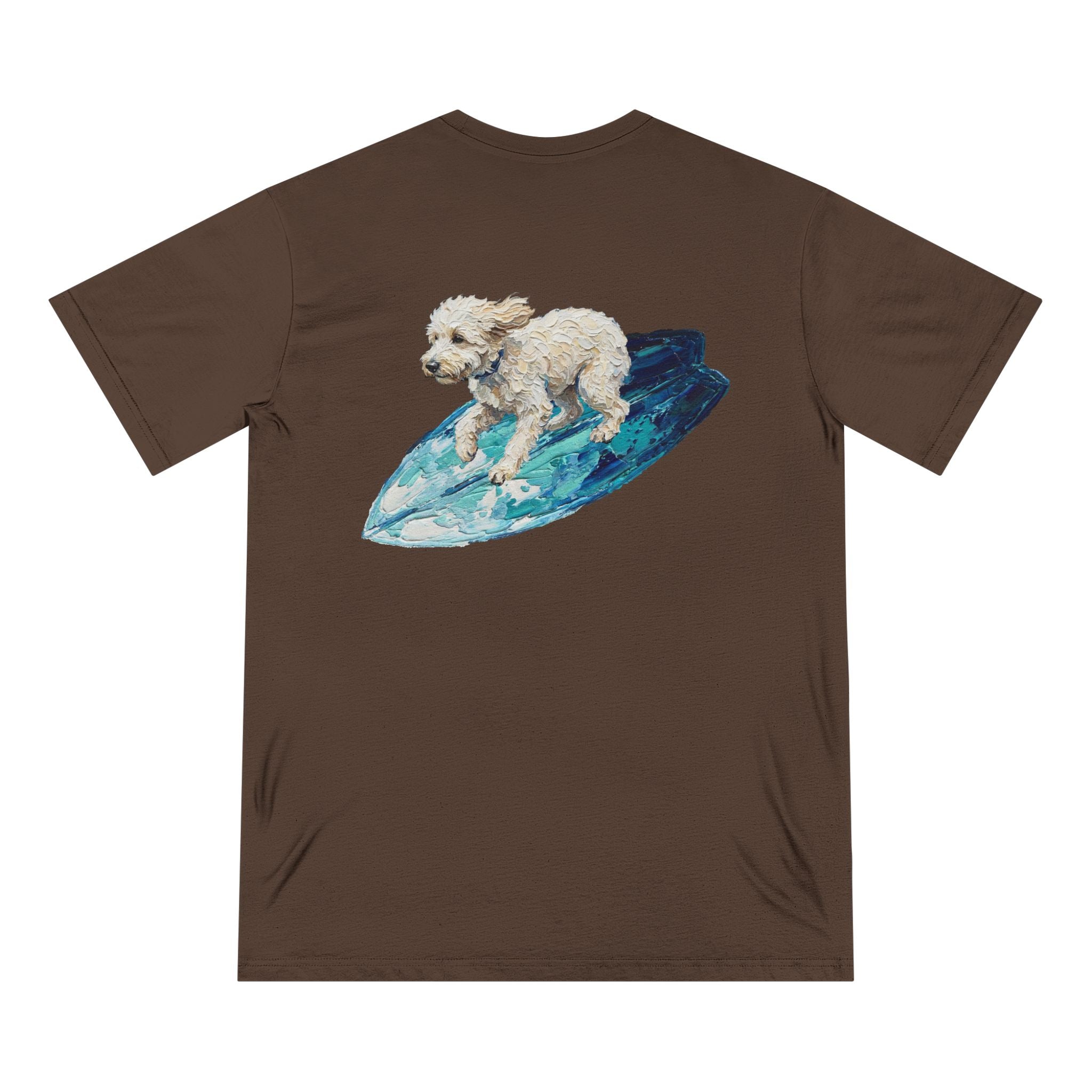 Organic Cotton Surfing Dog T-Shirt — Funny Beach Dog Tee