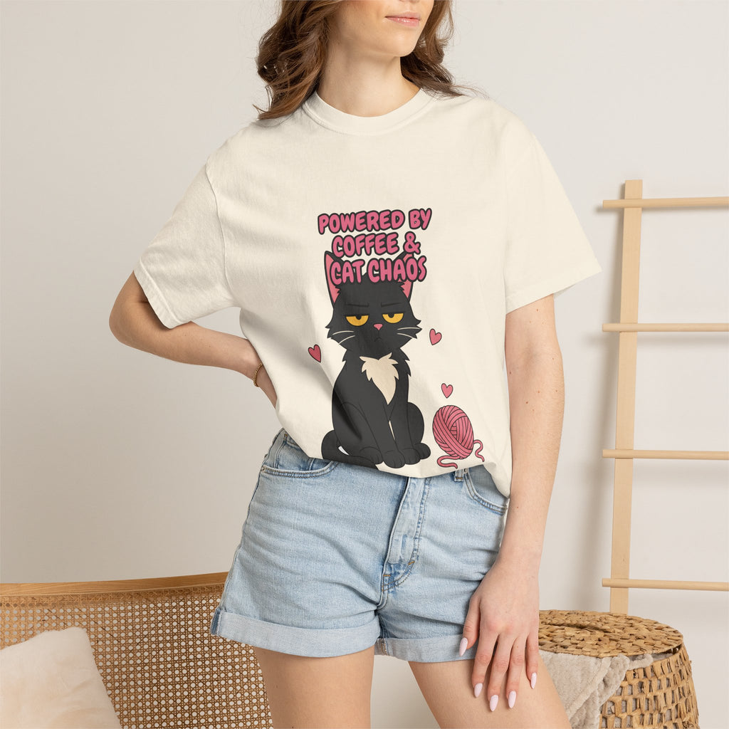Powered By Coffee and Cat Chaos Shirt, Funny Cat Mom Coffee Tee, Cat Lover Gift, Cat Owner Sweatshirt