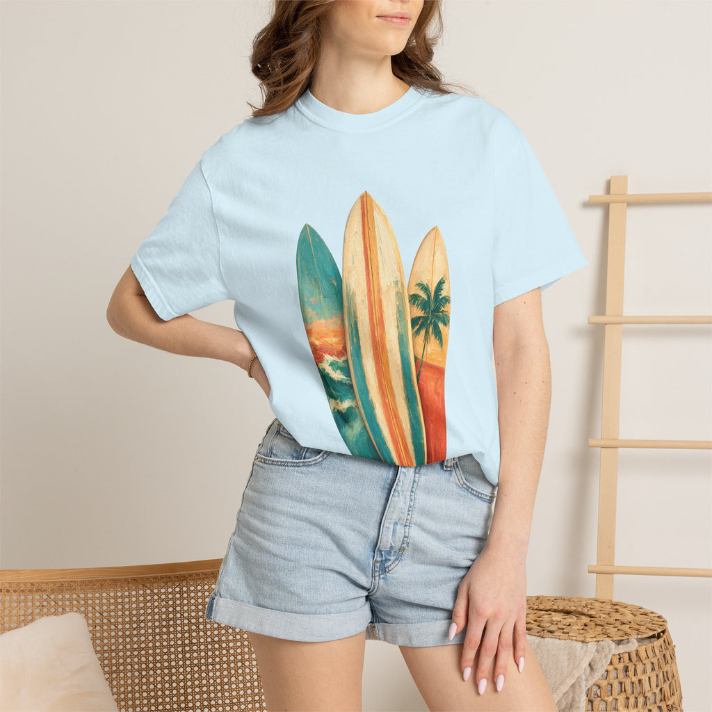Vintage Surfboard Quarter Zip, Painterly Surf Art Pullover, Beach Coastal Surfer Gift, Summer Ocean Sweatshirt