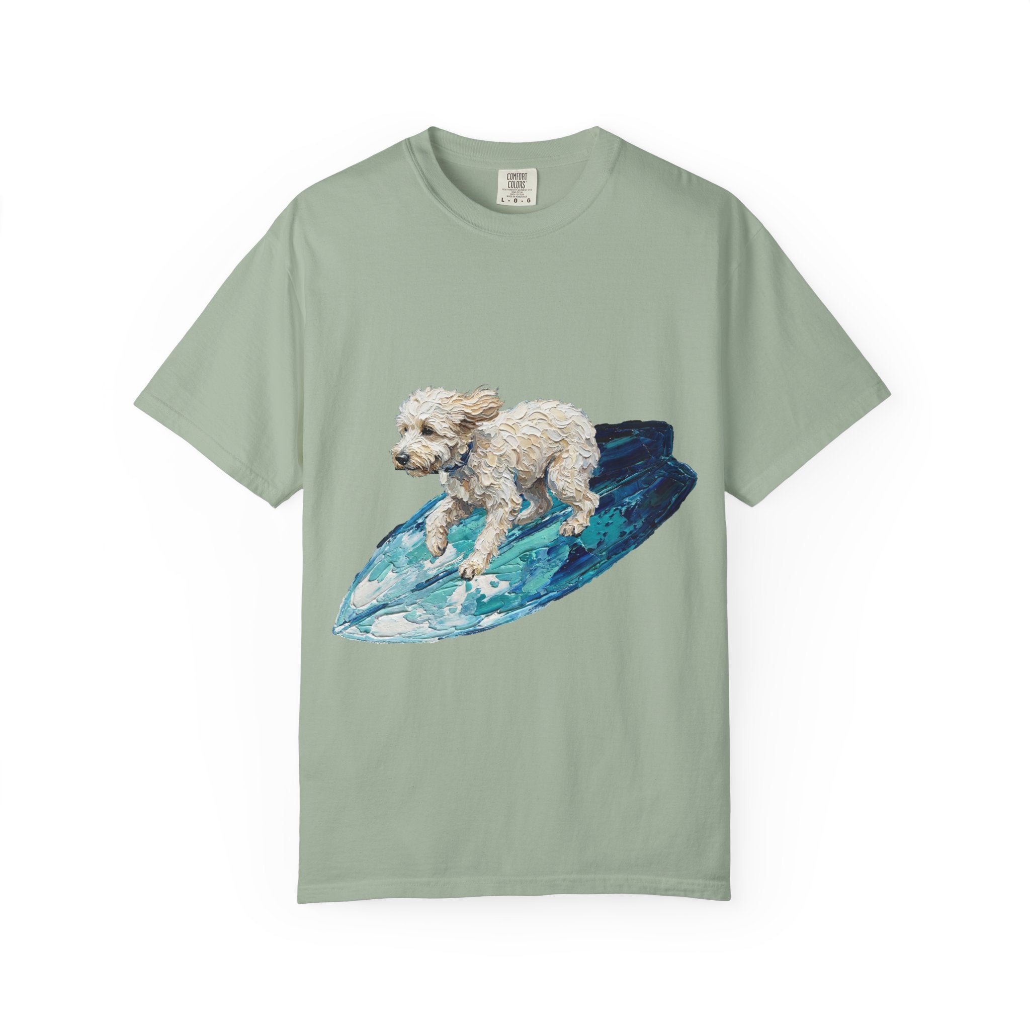 Surfing Dog Shirt, Painterly Surf Dog Tee, Beach Coastal Dog Lover Gift, Summer Ocean Dog Mom Sweatshirt
