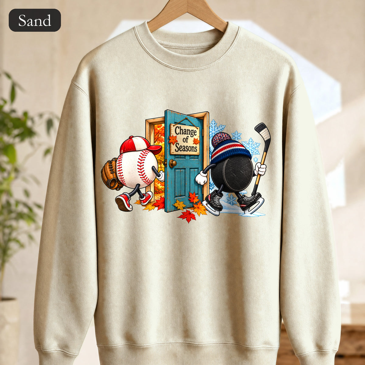 Baseball and Hockey 'Change of Seasons' Sweatshirt | Sports Autumn Winter Design