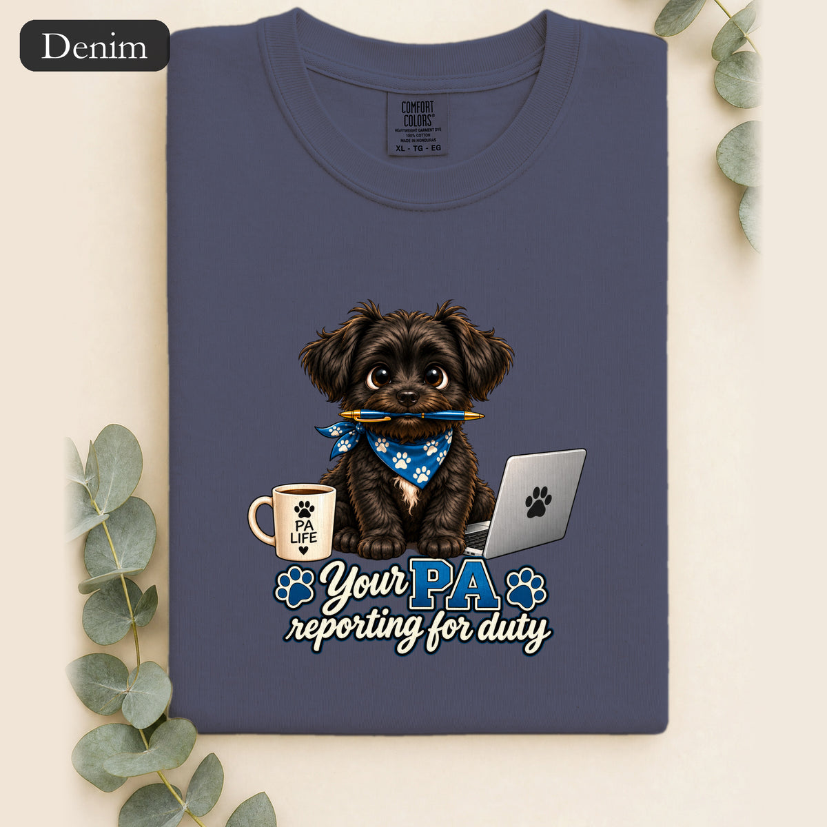 Yorkie PA Reporting For Duty Shirt | Personal Assistant Paw Print
