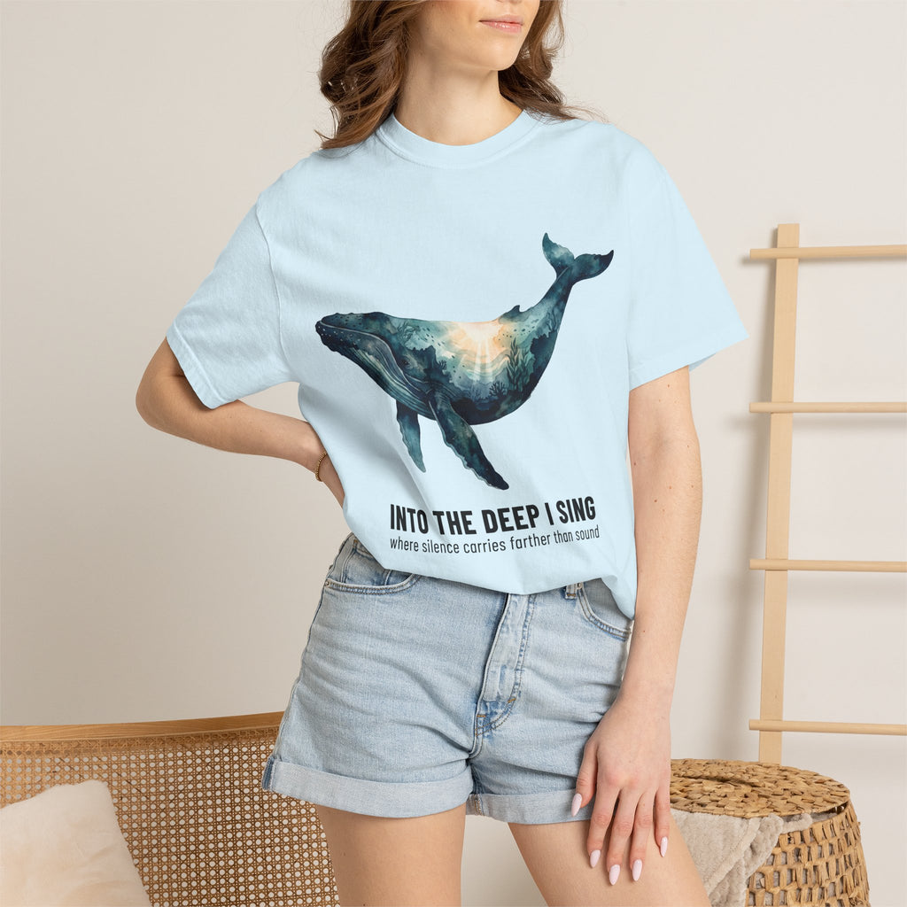 Whale Deep Ocean Graphic T-Shirt — "Into the Deep I Sing" Ocean Graphic Tee