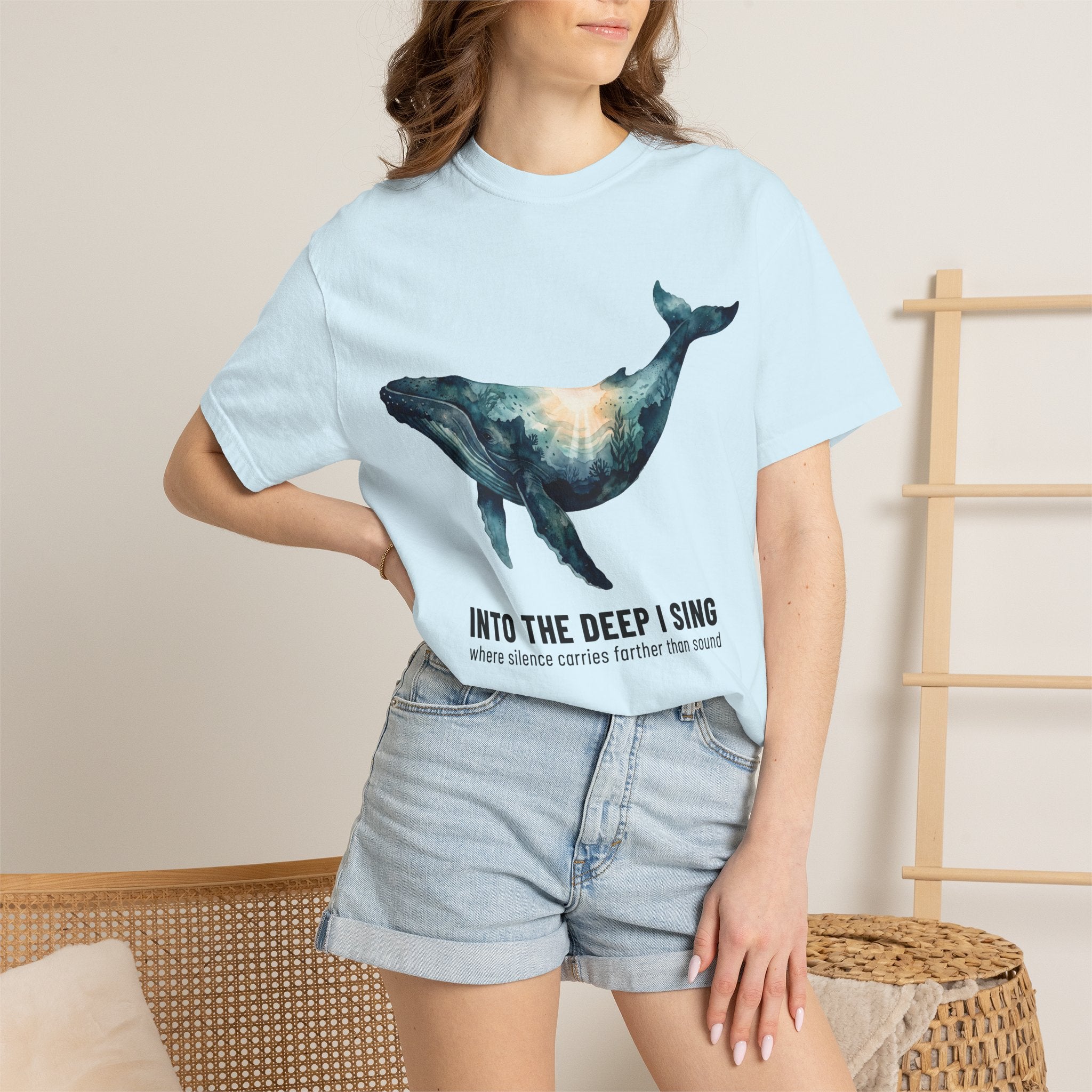 Whale Deep Ocean Graphic T-Shirt — "Into the Deep I Sing" Ocean Graphic Tee