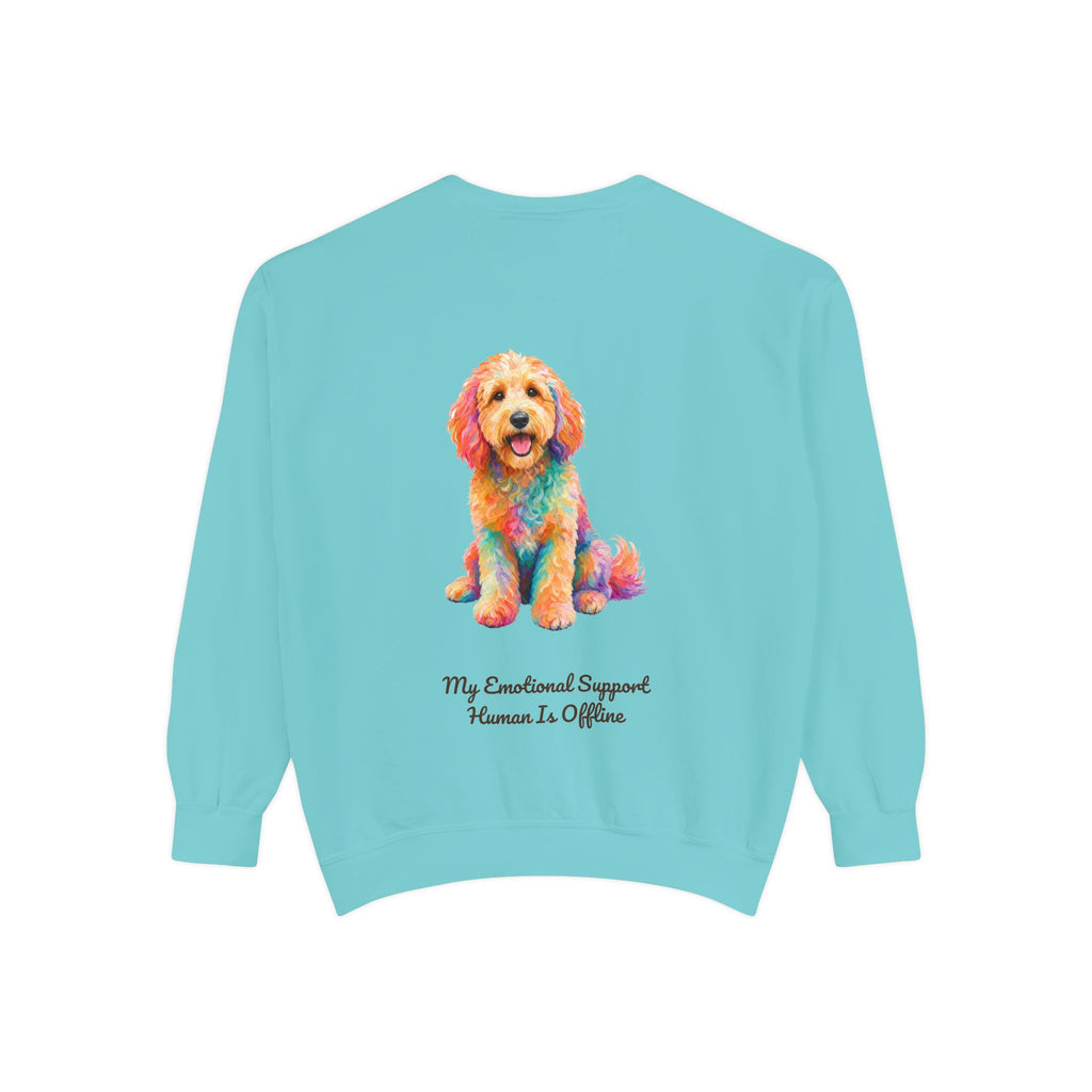 Goldendoodle Shirt, My Emotional Support Human Is Offline Tee, Funny Doodle Dog Mom Gift, Painterly Dog Lover Sweatshirt