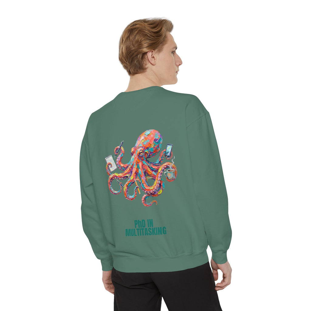 PhD in Multitasking Shirt, Funny Octopus Tee, Busy Mom Boss Gift, Painterly Ocean Humor Sweatshirt