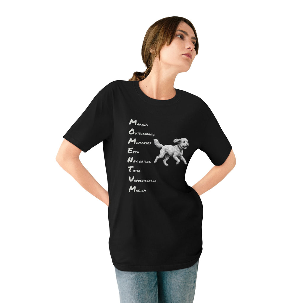 Organic Cotton Momentum Dog T-Shirt — Running Goldendoodle Tee