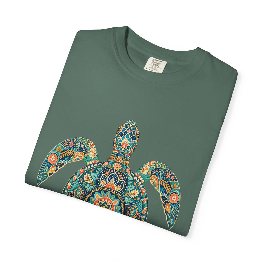 Boho Sea Turtle Shirt, Folk Art Turtle Tee, Japanese Pattern Ocean Lover Gift, Vintage Floral Turtle Sweatshirt
