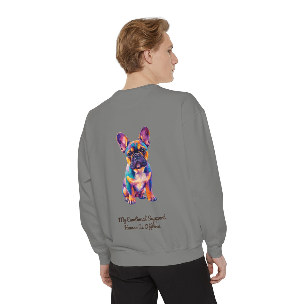 French Bulldog Shirt, My Emotional Support Human Is Offline Tee, Funny Frenchie Dog Mom Gift, Painterly Dog Lover Sweatshirt