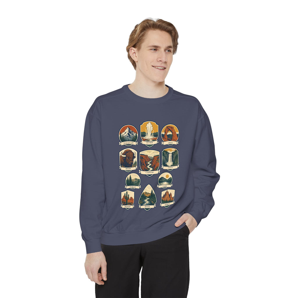 National Parks Shirt, 63 National Parks Badge Tee, Hiking Camping Gift, Retro Adventure Sweatshirt, Outdoor Nature Lover