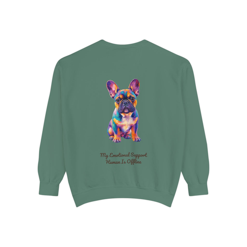 French Bulldog Shirt, My Emotional Support Human Is Offline Tee, Funny Frenchie Dog Mom Gift, Painterly Dog Lover Sweatshirt