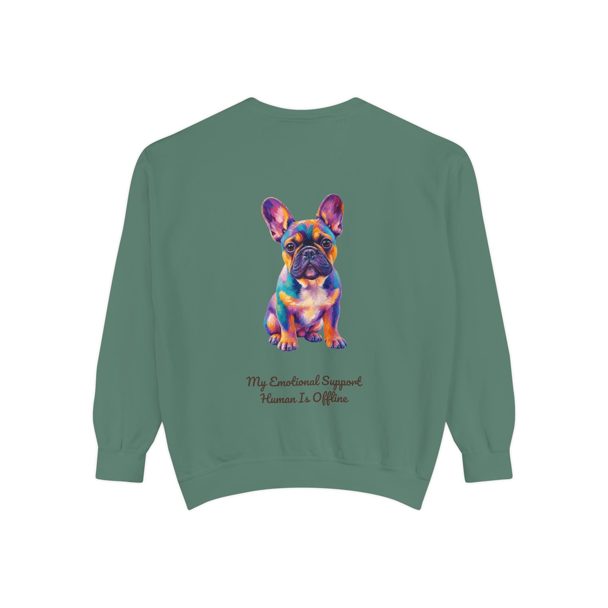 French Bulldog Shirt, My Emotional Support Human Is Offline Tee, Funny Frenchie Dog Mom Gift, Painterly Dog Lover Sweatshirt