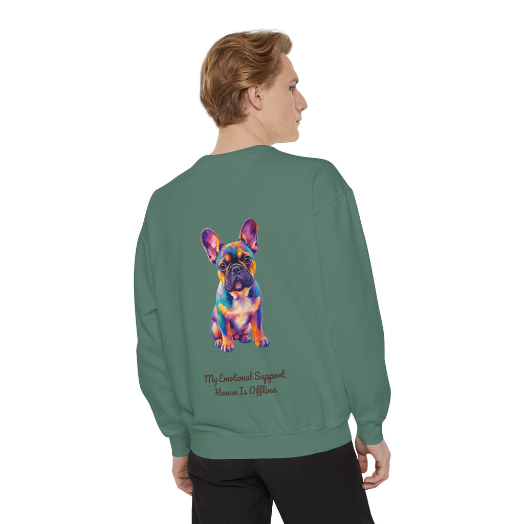 French Bulldog Shirt, My Emotional Support Human Is Offline Tee, Funny Frenchie Dog Mom Gift, Painterly Dog Lover Sweatshirt