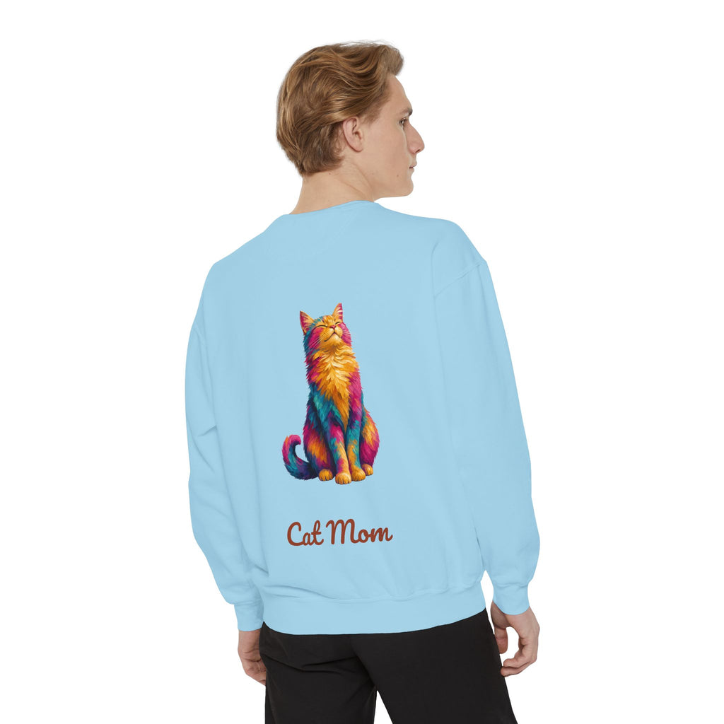 Cat Mom Shirt, Vibrant Painterly Cat Tee, Bold Cat Lover Gift, Colorful Cat Owner Sweatshirt
