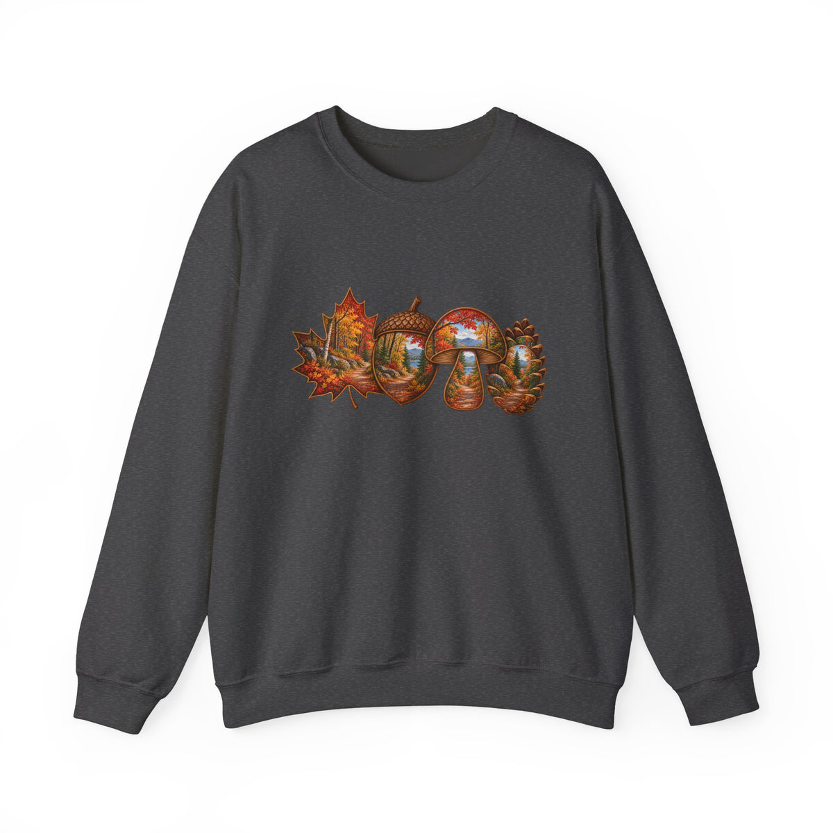 Autumn Lake Scene on Maple Leaves Sweatshirt | Fall Landscape Crewneck