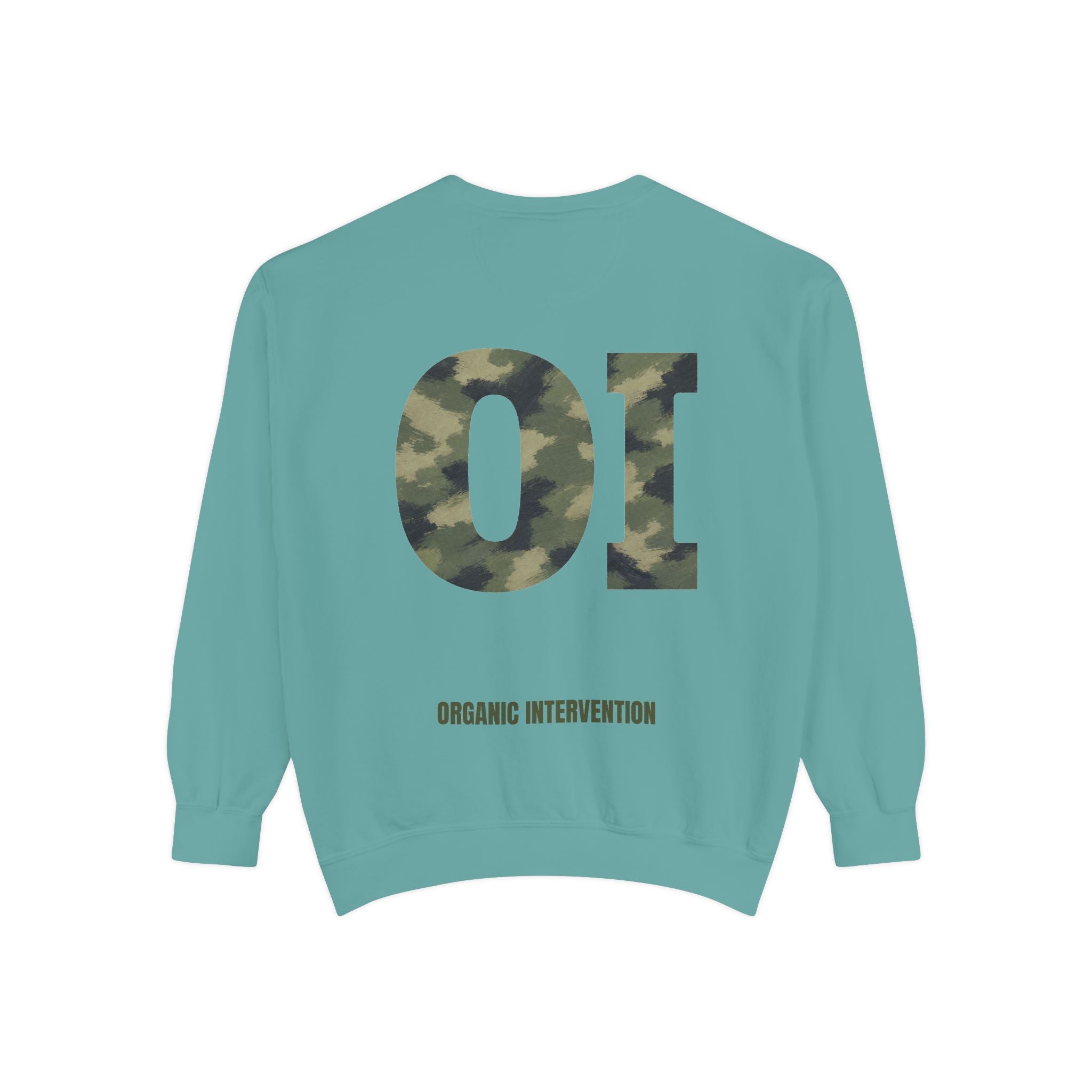 Organic Intervention Camo Hoodie, OI Monogram Anti-Algorithm Sweatshirt, Streetwear Camo Graphic Gift, Bold Statement Hoodie