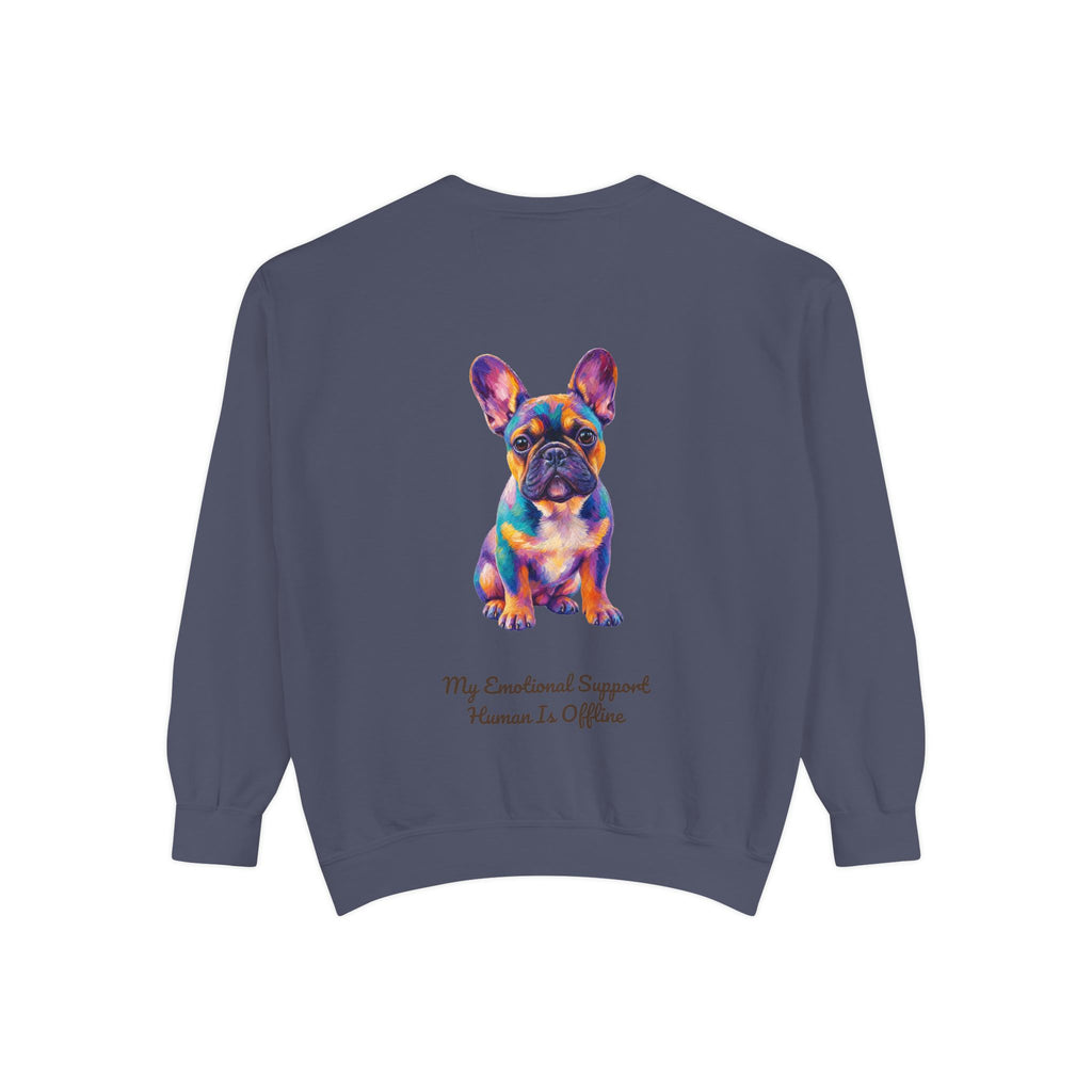 French Bulldog Shirt, My Emotional Support Human Is Offline Tee, Funny Frenchie Dog Mom Gift, Painterly Dog Lover Sweatshirt