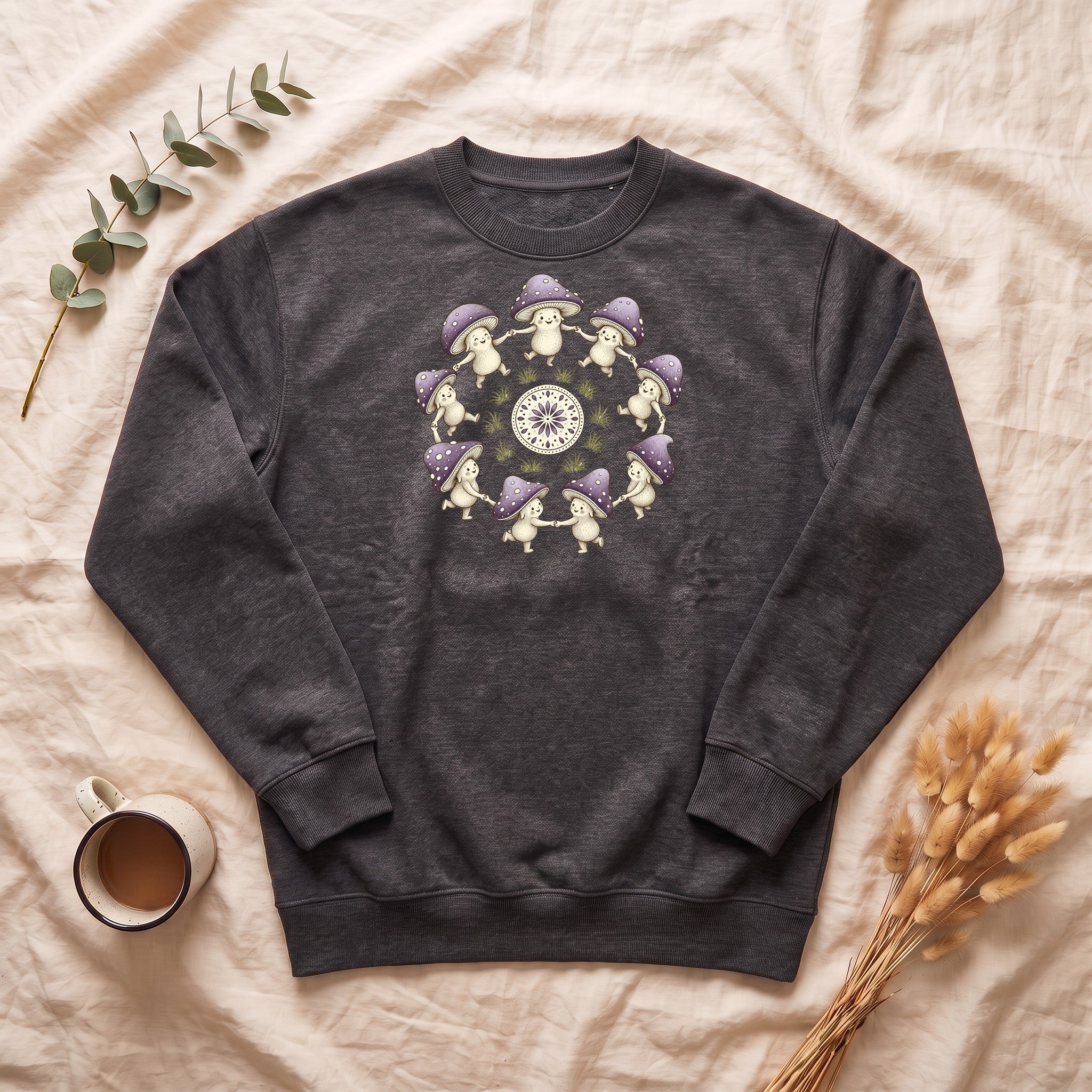 Cottagecore Mushroom Shirt, Lavender Fairy Ring Tee, Goblincore Nature Gift, Whimsical Mushroom Sweatshirt
