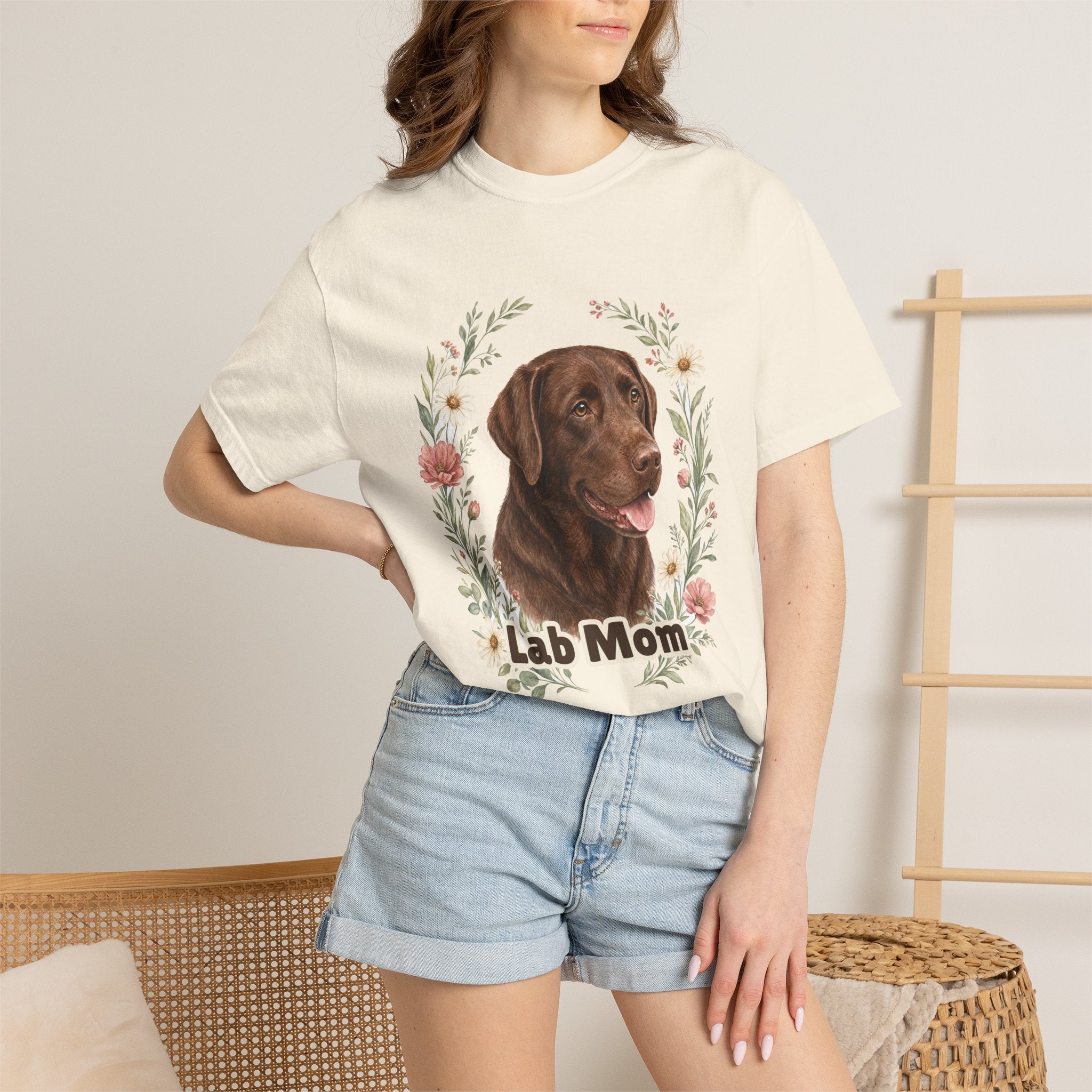 Chocolate Lab Mom Shirt, Labrador Mom Tee, Dog Mom Gift, Wildflower Dog Lover Sweatshirt, Cute Dog Owner Gift