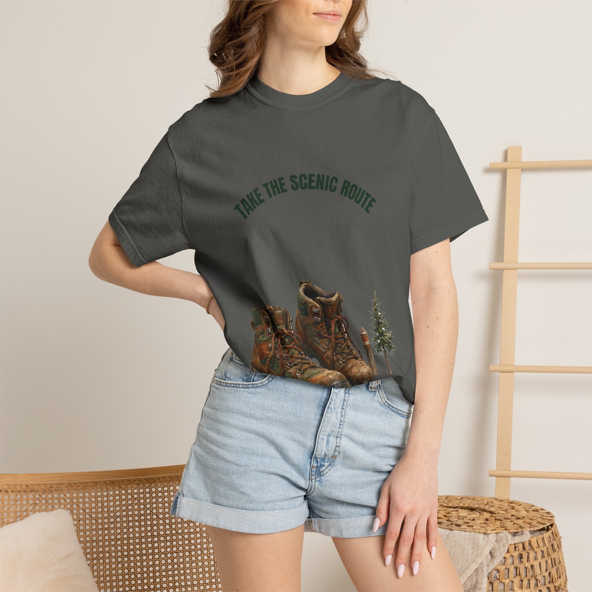 Take the Scenic Route Shirt, Hiking Trail Tee, Outdoor Adventure Nature Gift, Painterly Mountain Sweatshirt