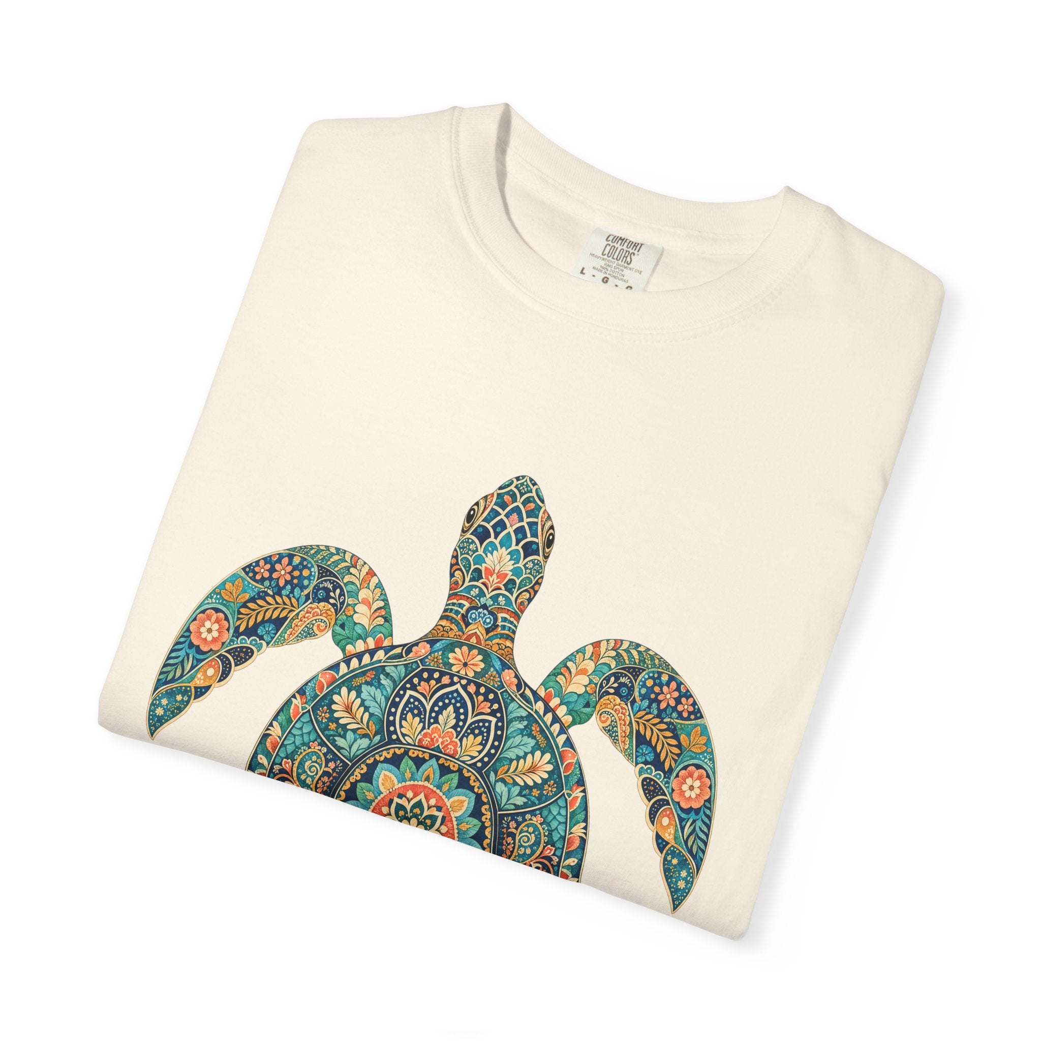 Boho Sea Turtle Shirt, Folk Art Turtle Tee, Japanese Pattern Ocean Lover Gift, Vintage Floral Turtle Sweatshirt
