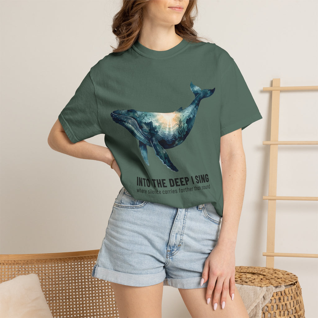 Whale Deep Ocean Graphic T-Shirt — "Into the Deep I Sing" Ocean Graphic Tee