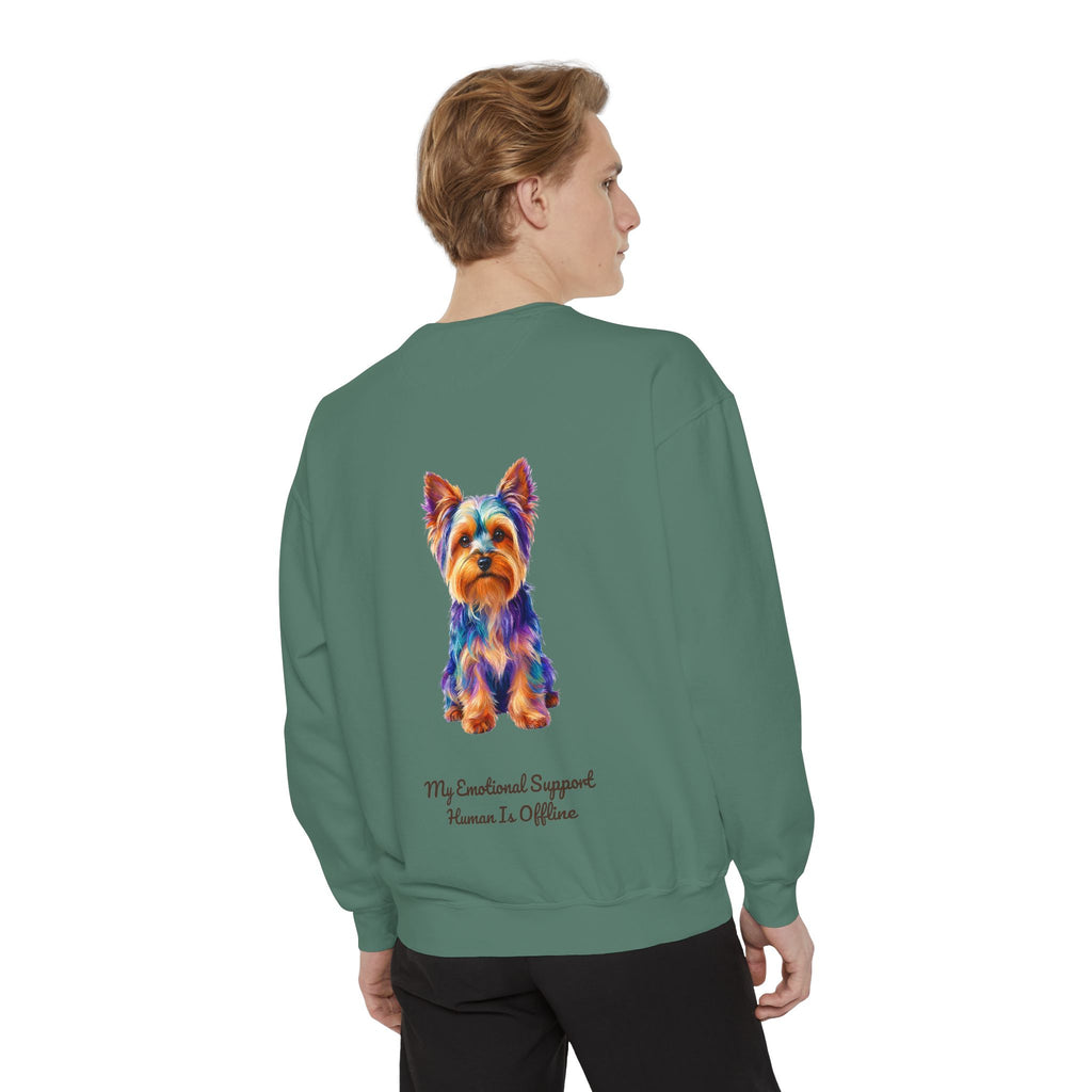 Yorkie Shirt, My Emotional Support Human Is Offline Tee, Funny Yorkshire Terrier Dog Mom Gift, Dog Lover Sweatshirt