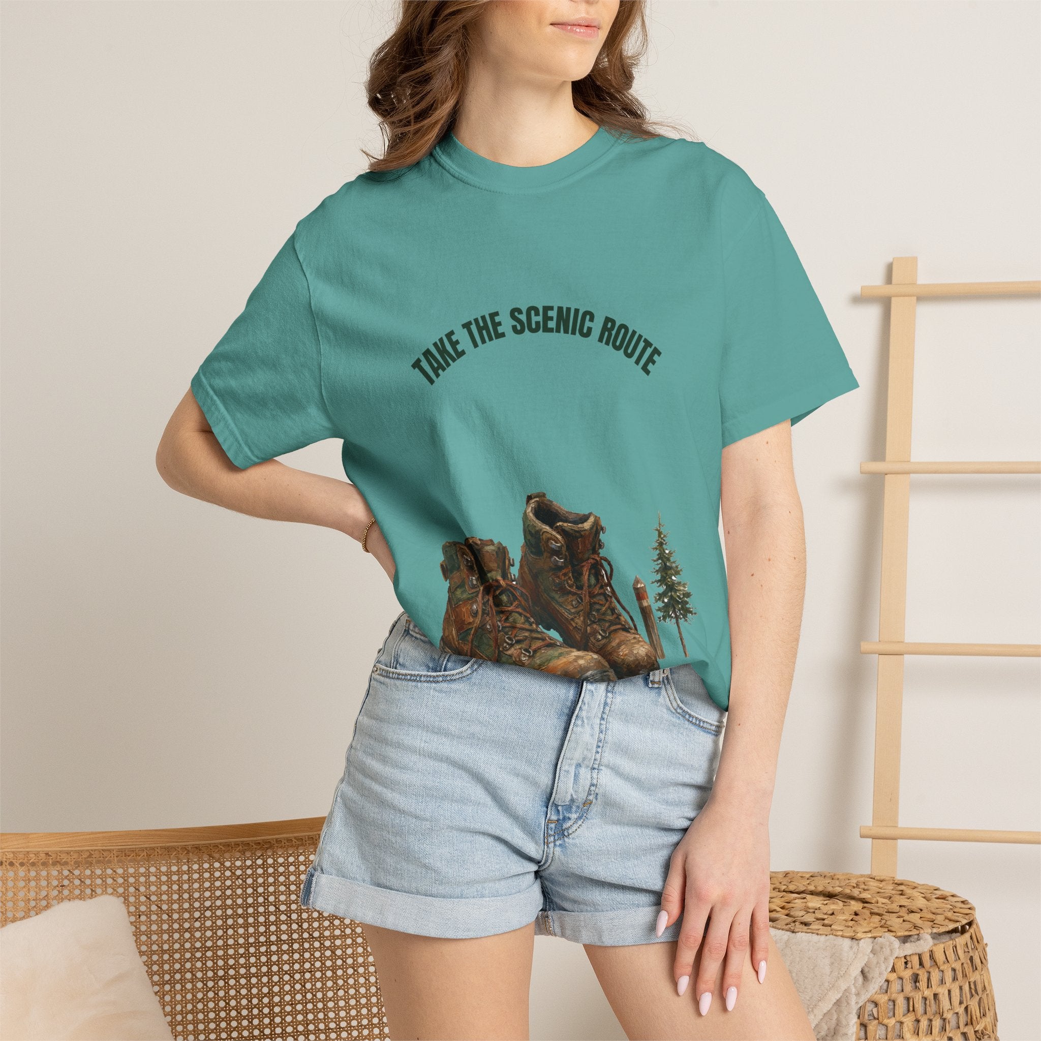 Take the Scenic Route Shirt, Hiking Trail Tee, Outdoor Adventure Nature Gift, Painterly Mountain Sweatshirt