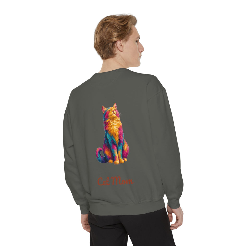 Cat Mom Shirt, Vibrant Painterly Cat Tee, Bold Cat Lover Gift, Colorful Cat Owner Sweatshirt