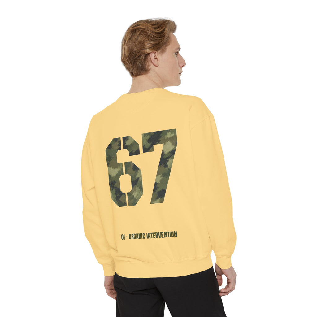 Organic Intervention 67 Camo Shirt, OI Military Number Tee, Streetwear Camo Graphic Gift, Bold Statement Sweatshirt