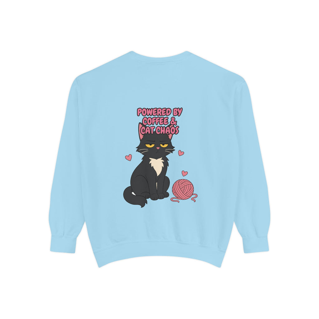 Powered By Coffee and Cat Chaos Shirt, Funny Cat Mom Coffee Tee, Cat Lover Gift, Cat Owner Sweatshirt