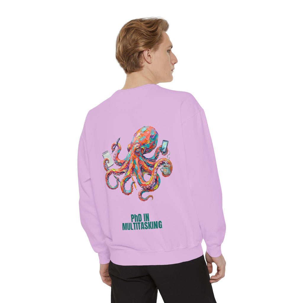 PhD in Multitasking Shirt, Funny Octopus Tee, Busy Mom Boss Gift, Painterly Ocean Humor Sweatshirt