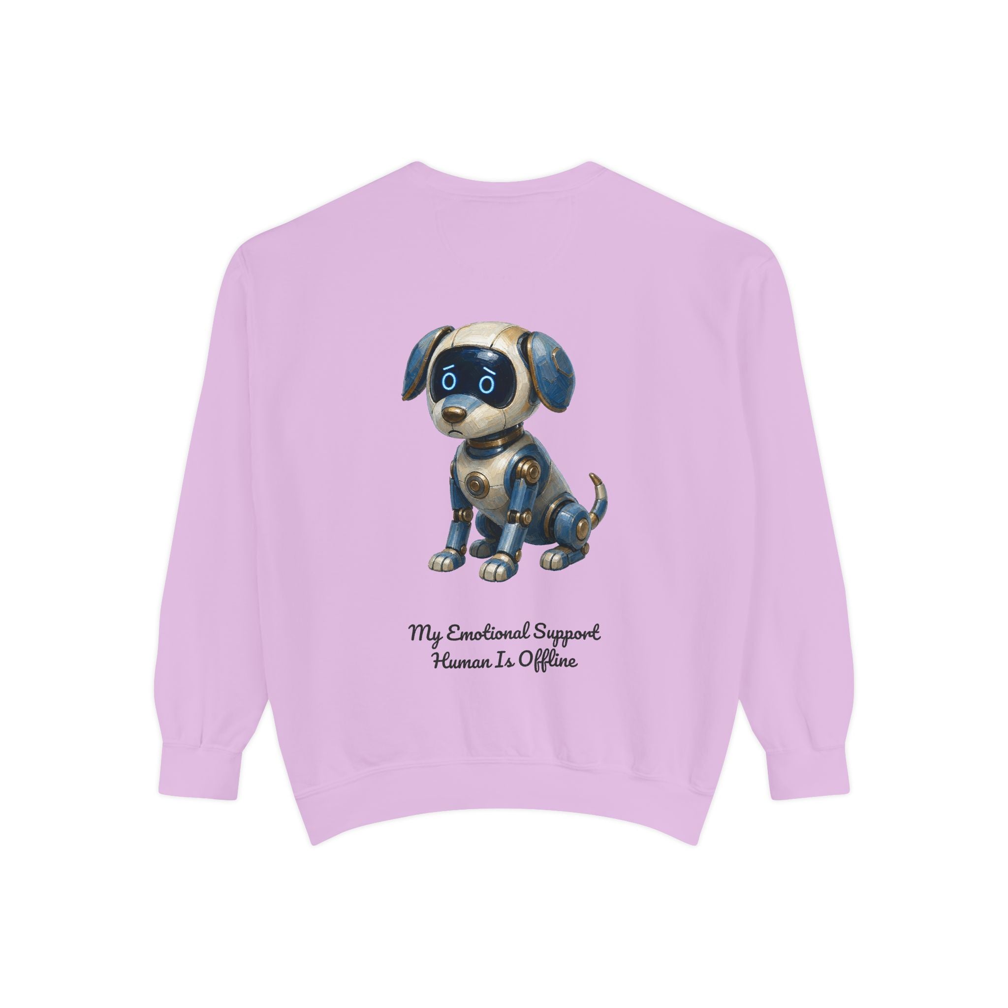 Robot Dog Emotional Support Human Offline Shirt, Funny AI Dog Tee, Tech Programmer Gift, Sci-Fi Humor Sweatshirt