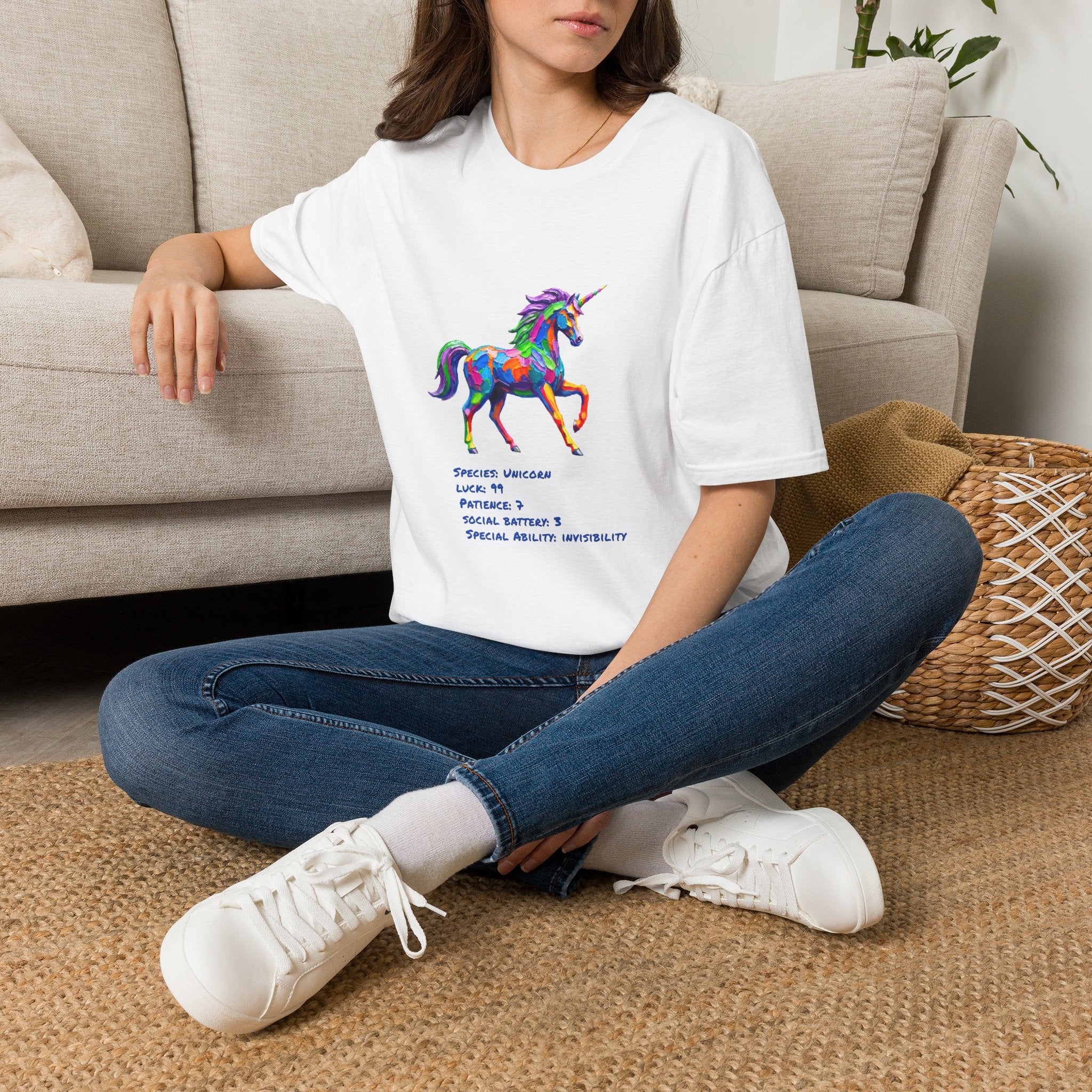 Unicorn Stat Card Shirt — Special Ability: Invisibility, RPG Tee