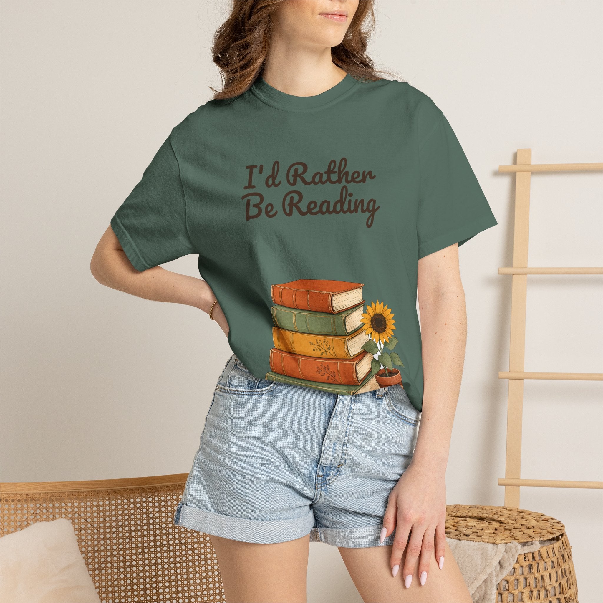 I'd Rather Be Reading Shirt, Book Lover Tee, Bookish Reader Gift, Cozy Sunflower Reading Sweatshirt