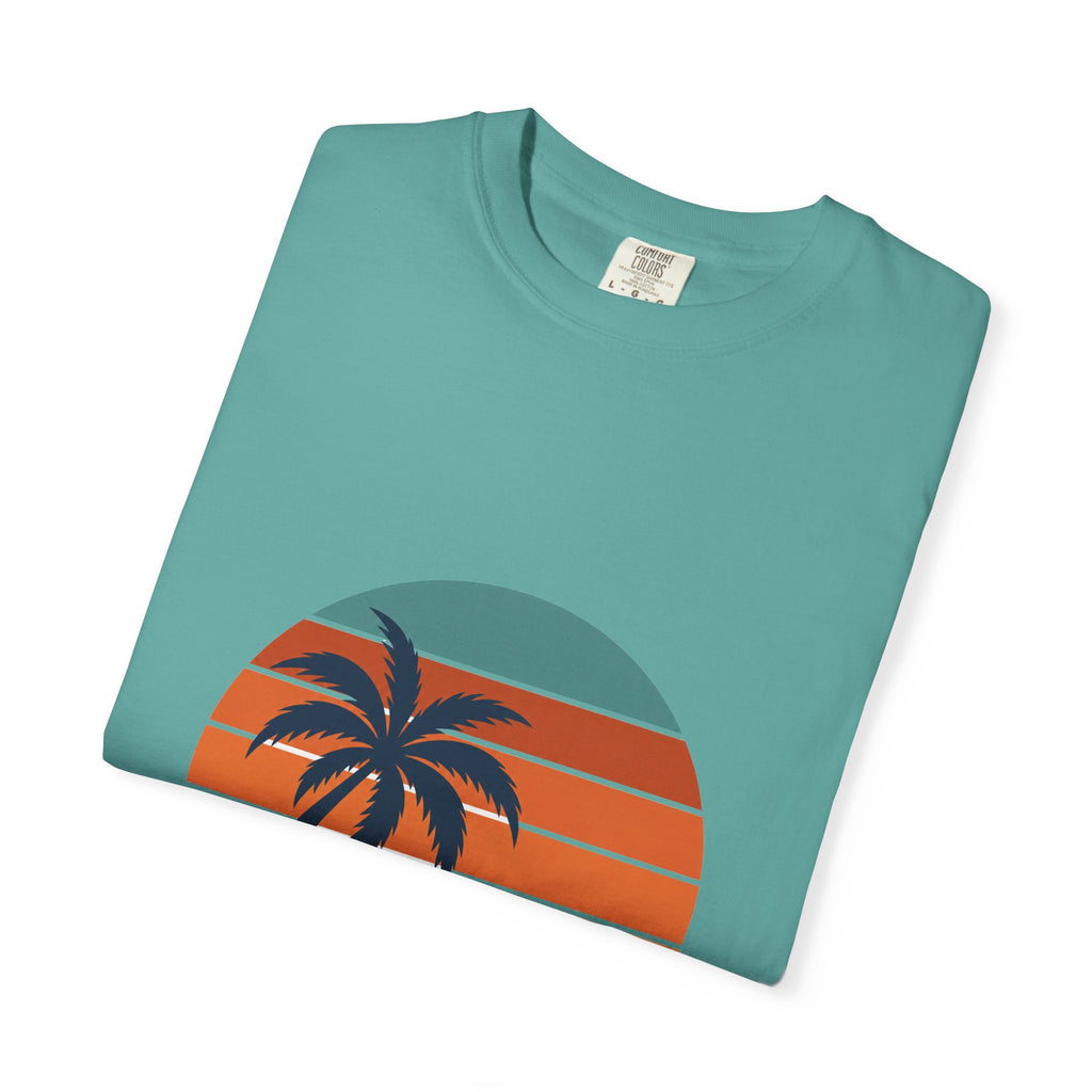 Retro Sunset Beach Shirt, Vintage Palm Tee, Ocean Surf Gift, 70s Coastal Landscape Sweatshirt
