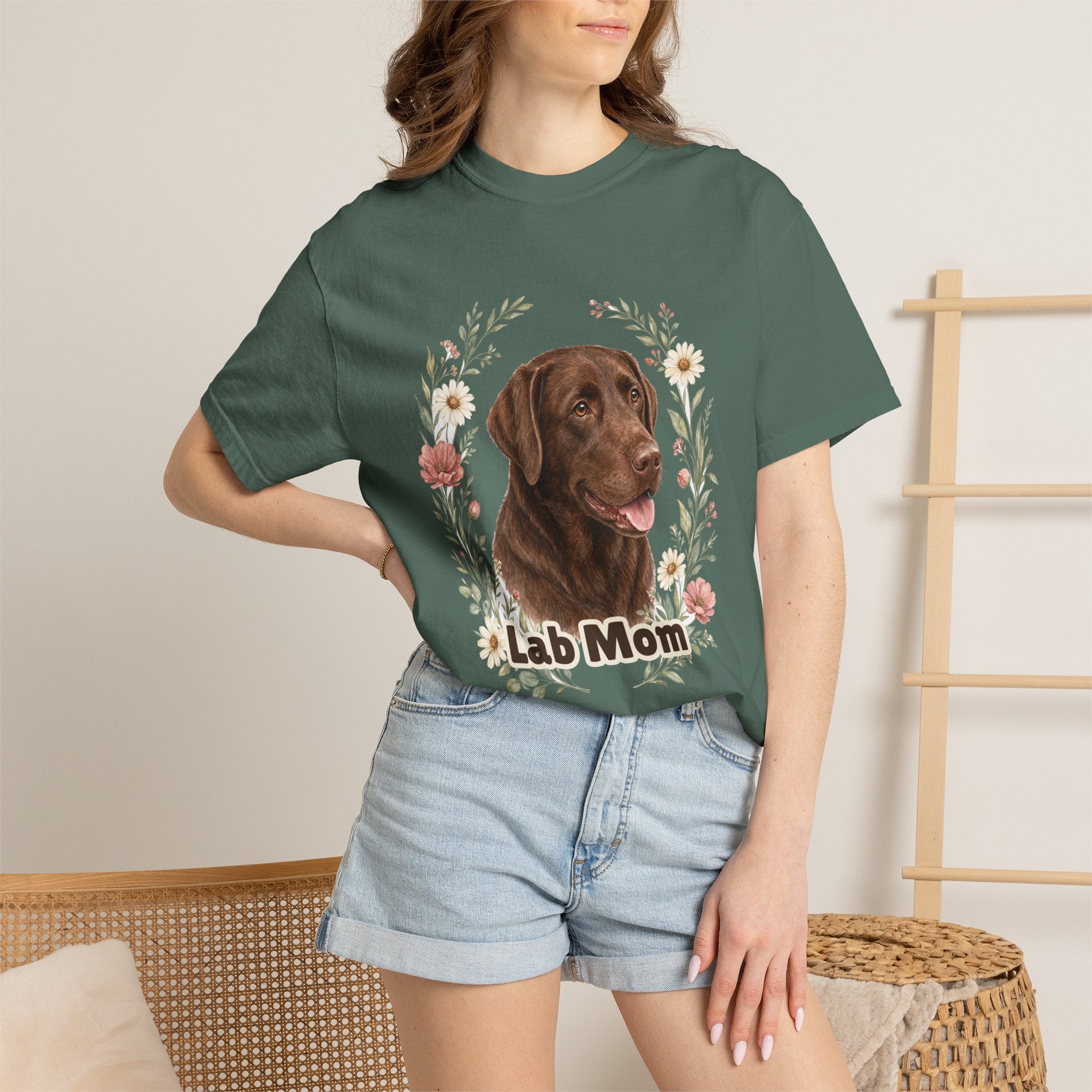 Chocolate Lab Mom Shirt, Labrador Mom Tee, Dog Mom Gift, Wildflower Dog Lover Sweatshirt, Cute Dog Owner Gift
